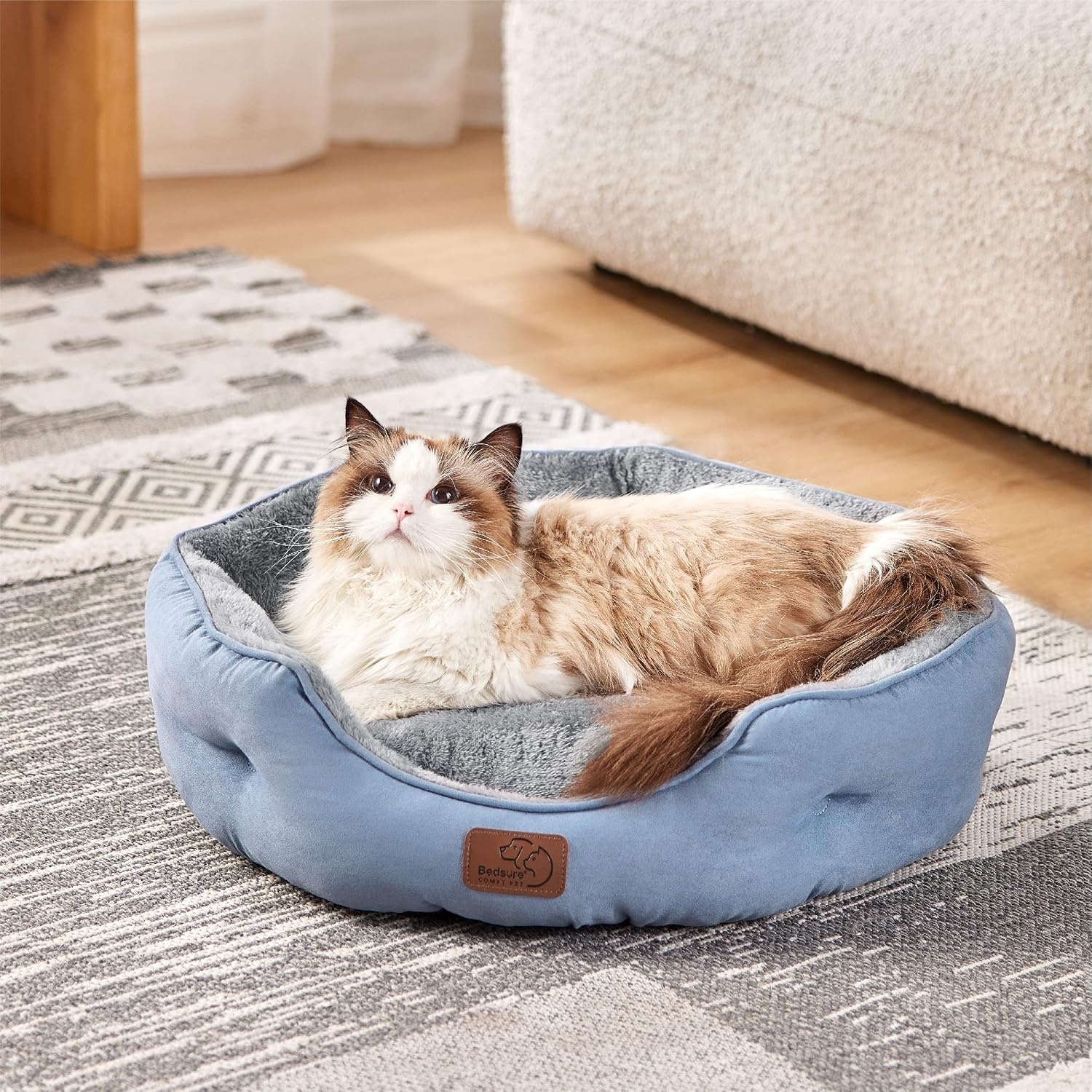 image:imageBedsure AeroFrost Cooling Small Dog Bed Round Washable 20In Arctic Blue QMaxgt04 Cat Beds for Indoor Cats Comfort Cooling Summer Pet BedAntiSlip Bottomfor Puppies and KittensFrost Blue