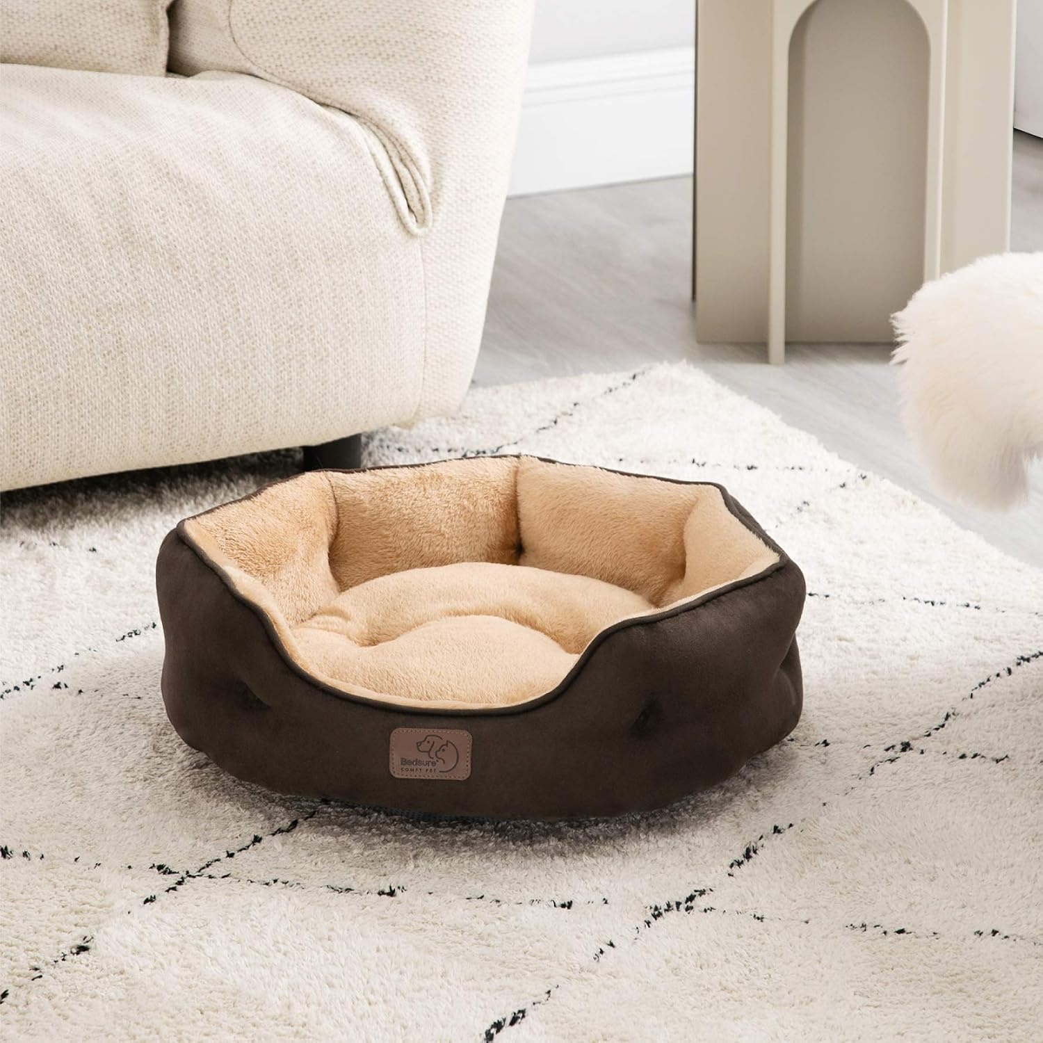 image:imageBedsure AeroFrost Cooling Small Dog Bed Round Washable 20In Arctic Blue QMaxgt04 Cat Beds for Indoor Cats Comfort Cooling Summer Pet BedAntiSlip Bottomfor Puppies and KittensBrown