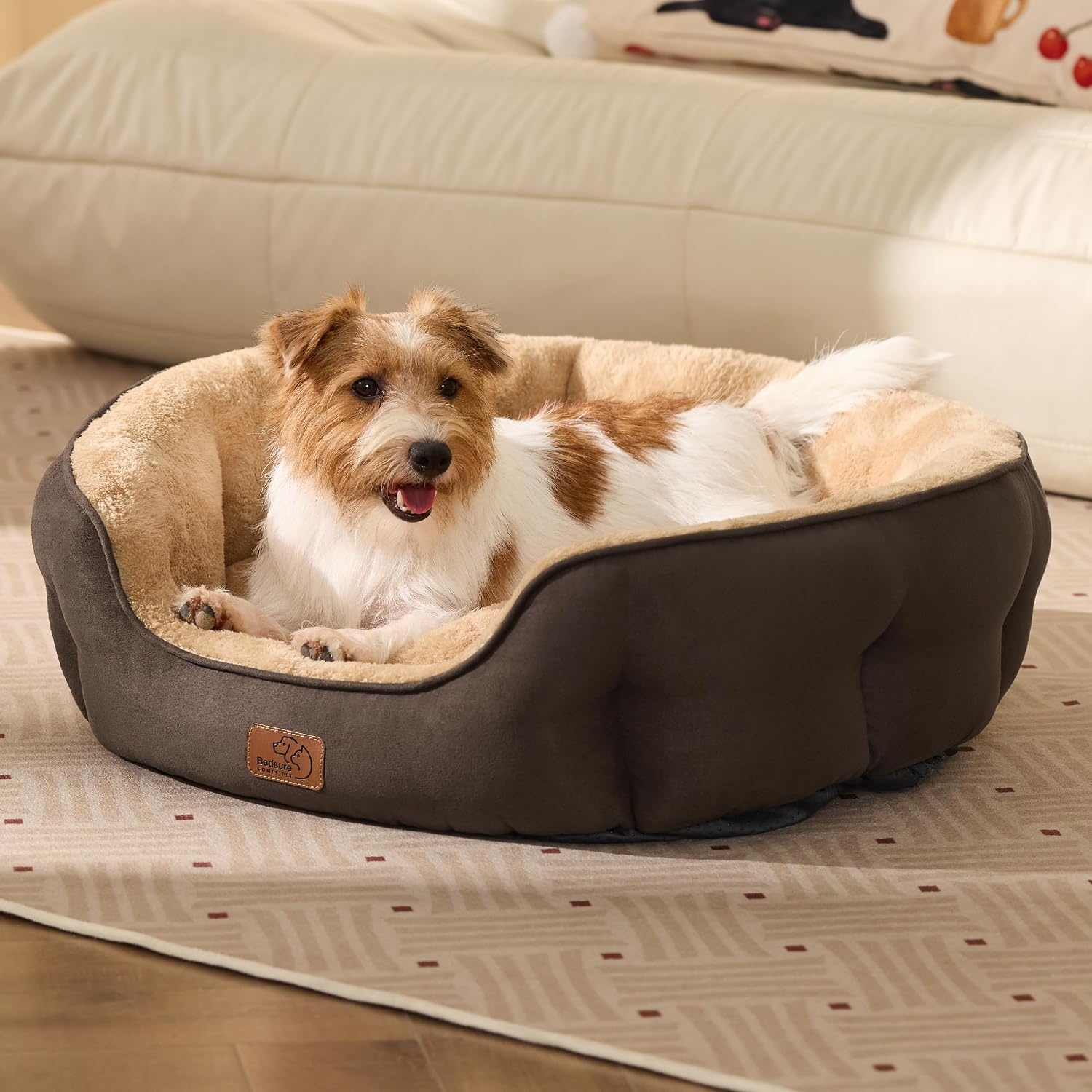 image:imageBedsure AeroFrost Cooling Small Dog Bed Round Washable 20In Arctic Blue QMaxgt04 Cat Beds for Indoor Cats Comfort Cooling Summer Pet BedAntiSlip Bottomfor Puppies and KittensBrown