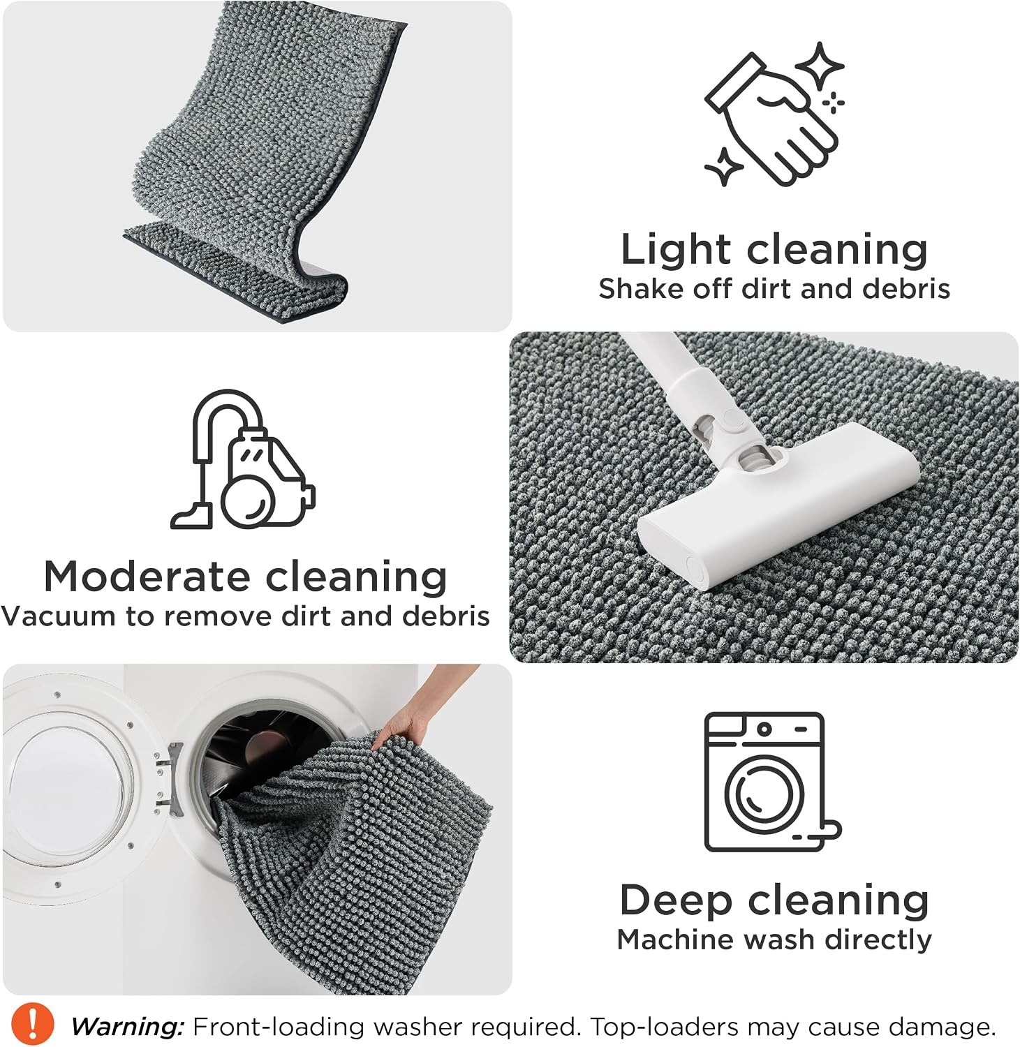 image:imageBedsure Dog Door Mat for Muddy Paws Chenille Indoor Entrance Rug 35x24 HighLow Pile Design UltraAbsorbent and Soft Dirt TrapperMuted GrayWhite MlangeTPR NonSlip BackingMachine WashableSpeckled Gray