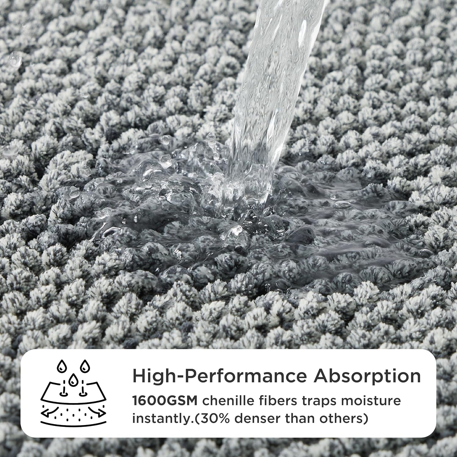 image:imageBedsure Dog Door Mat for Muddy Paws Chenille Indoor Entrance Rug 35x24 HighLow Pile Design UltraAbsorbent and Soft Dirt TrapperMuted GrayWhite MlangeTPR NonSlip BackingMachine WashableSpeckled Gray