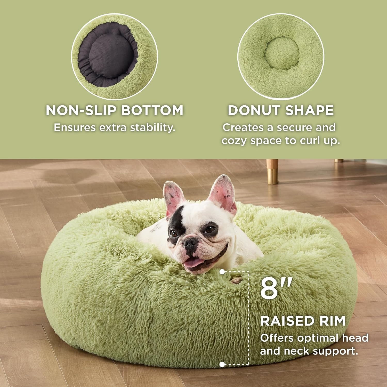 image:imageBedsure Human Dog Bed for Adult Plush Giant Calming Nest Bed Orthopedic 71 Human Size Dog Bed Washable with Storage Pocket Supportive Bolster Egg Foam NonSlip Bottom Fluffy Faux Fur BrownGreen