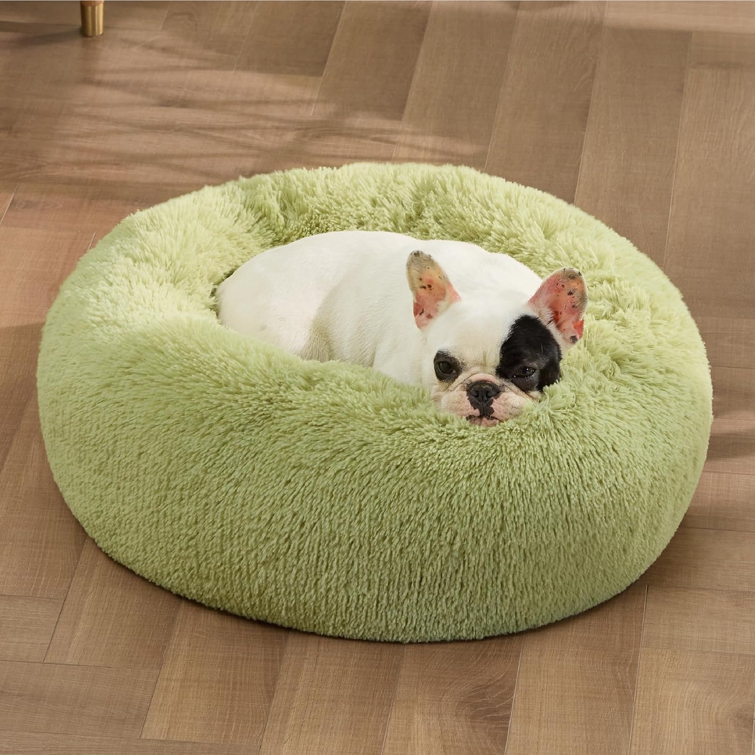 image:imageBedsure Human Dog Bed for Adult Plush Giant Calming Nest Bed Orthopedic 71 Human Size Dog Bed Washable with Storage Pocket Supportive Bolster Egg Foam NonSlip Bottom Fluffy Faux Fur BrownGreen