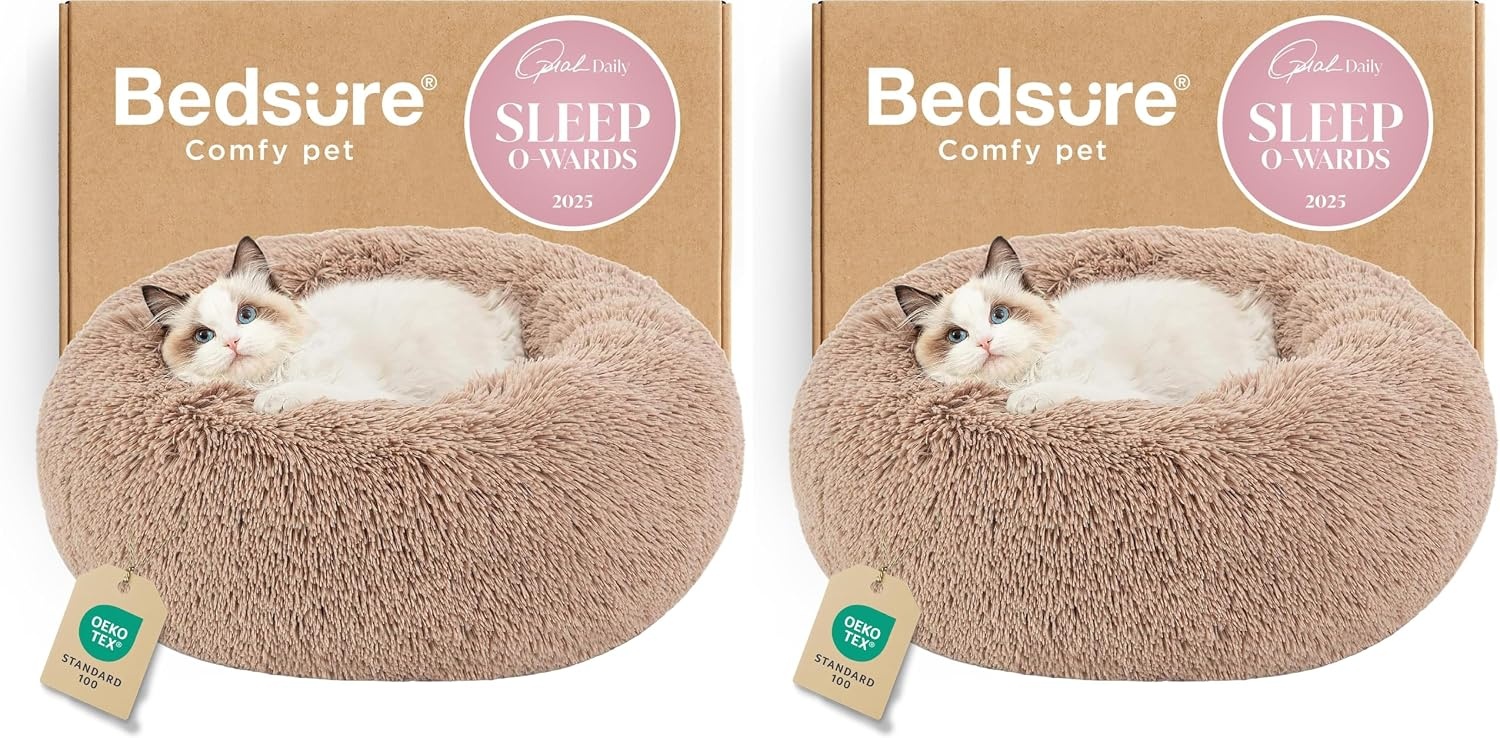 image:imageBedsure Human Dog Bed for Adult Plush Giant Calming Nest Bed Orthopedic 71 Human Size Dog Bed Washable with Storage Pocket Supportive Bolster Egg Foam NonSlip Bottom Fluffy Faux Fur BrownCamel