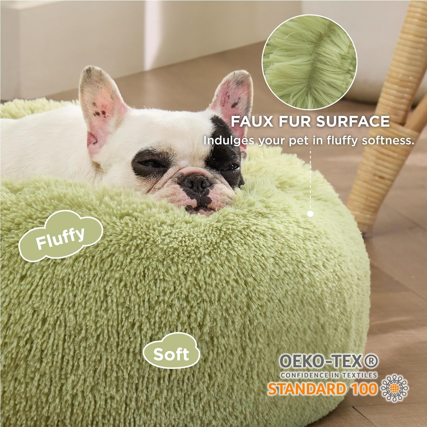 image:imageBedsure Human Dog Bed for Adult Plush Giant Calming Nest Bed Orthopedic 71 Human Size Dog Bed Washable with Storage Pocket Supportive Bolster Egg Foam NonSlip Bottom Fluffy Faux Fur BrownGreen