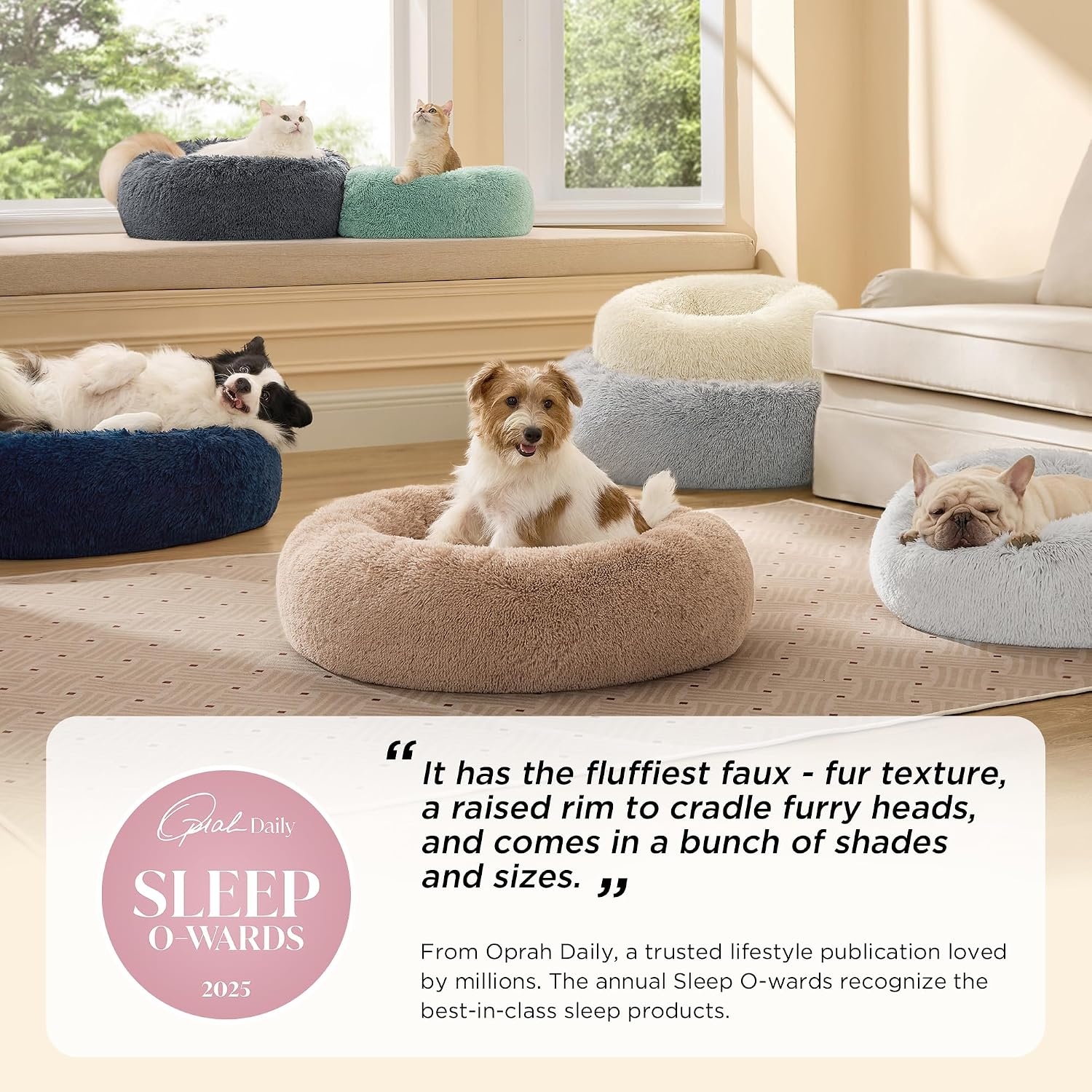 image:imageBedsure Human Dog Bed for Adult Plush Giant Calming Nest Bed Orthopedic 71 Human Size Dog Bed Washable with Storage Pocket Supportive Bolster Egg Foam NonSlip Bottom Fluffy Faux Fur BrownCream