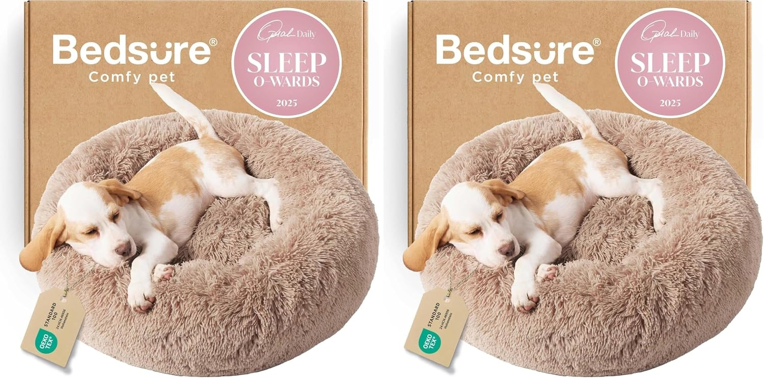 image:imageBedsure Human Dog Bed for Adult Plush Giant Calming Nest Bed Orthopedic 71 Human Size Dog Bed Washable with Storage Pocket Supportive Bolster Egg Foam NonSlip Bottom Fluffy Faux Fur BrownCamel