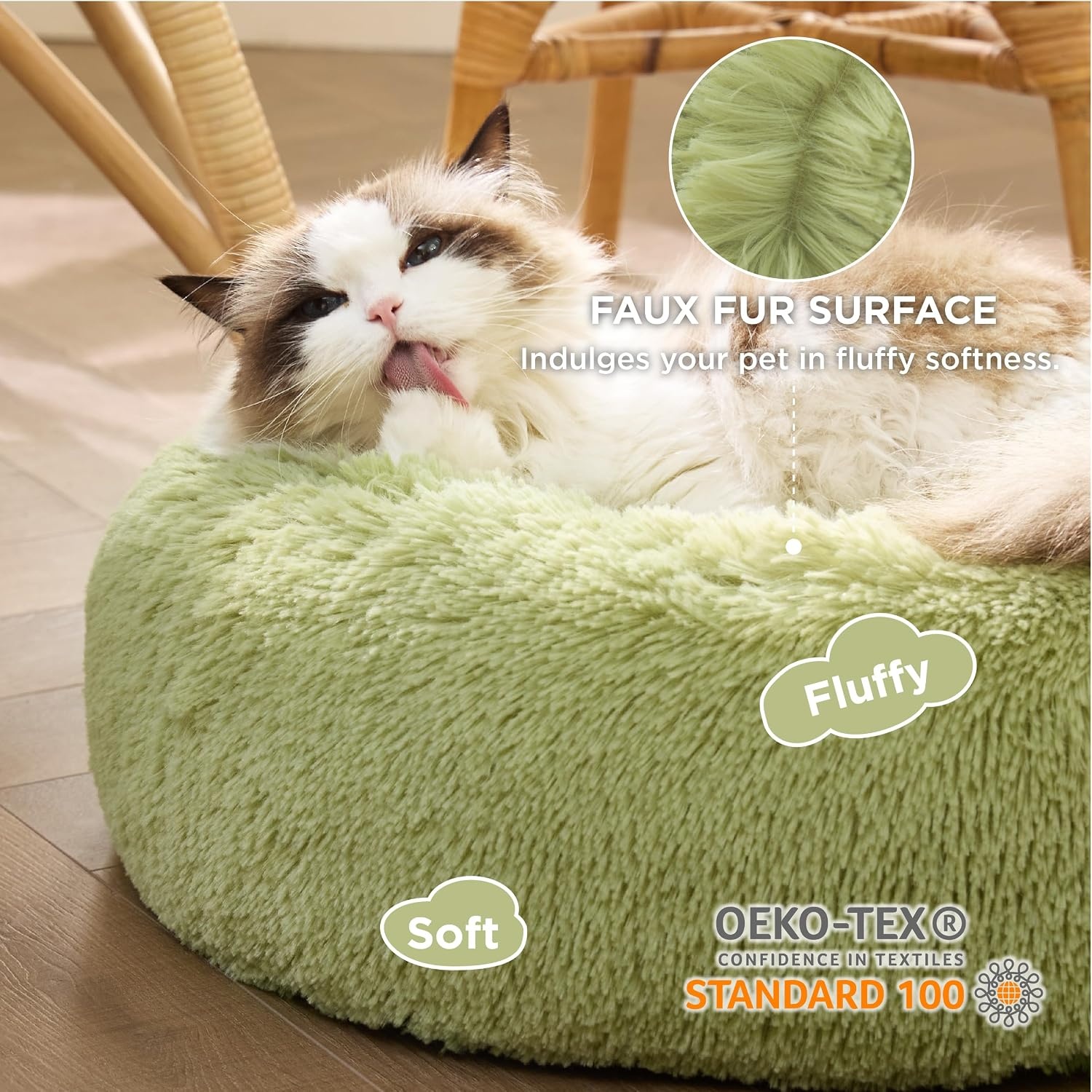image:imageBedsure Human Dog Bed for Adult Plush Giant Calming Nest Bed Orthopedic 71 Human Size Dog Bed Washable with Storage Pocket Supportive Bolster Egg Foam NonSlip Bottom Fluffy Faux Fur BrownGreen