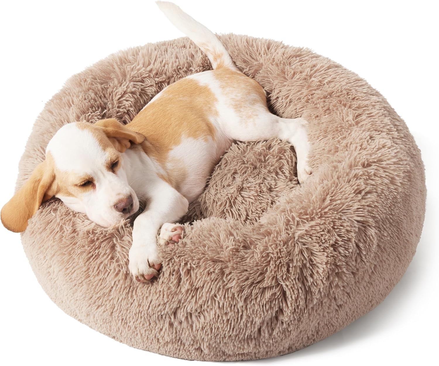 image:imageBedsure Human Dog Bed for Adult Plush Giant Calming Nest Bed Orthopedic 71 Human Size Dog Bed Washable with Storage Pocket Supportive Bolster Egg Foam NonSlip Bottom Fluffy Faux Fur BrownCamel