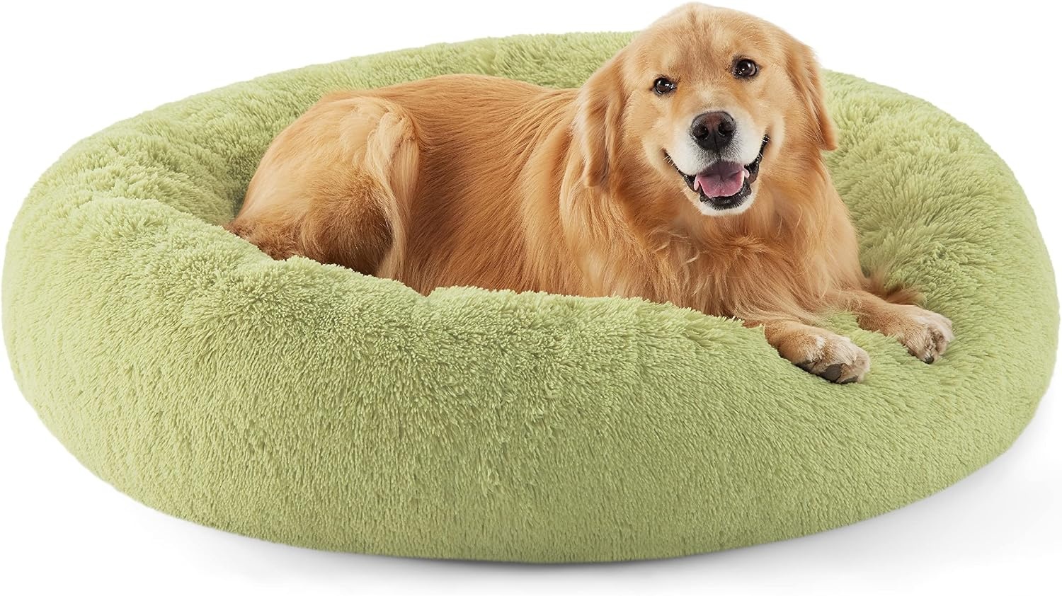 image:imageBedsure Human Dog Bed for Adult Plush Giant Calming Nest Bed Orthopedic 71 Human Size Dog Bed Washable with Storage Pocket Supportive Bolster Egg Foam NonSlip Bottom Fluffy Faux Fur BrownGreen