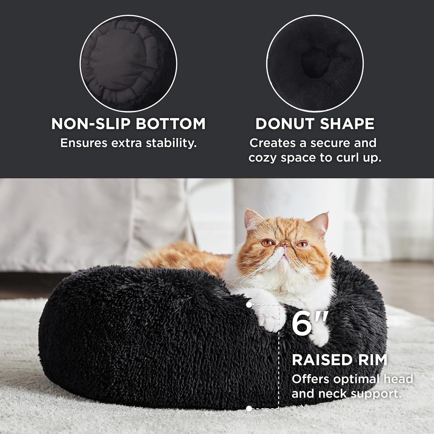 image:imageBedsure Human Dog Bed for Adult Plush Giant Calming Nest Bed Orthopedic 71 Human Size Dog Bed Washable with Storage Pocket Supportive Bolster Egg Foam NonSlip Bottom Fluffy Faux Fur BrownBlack
