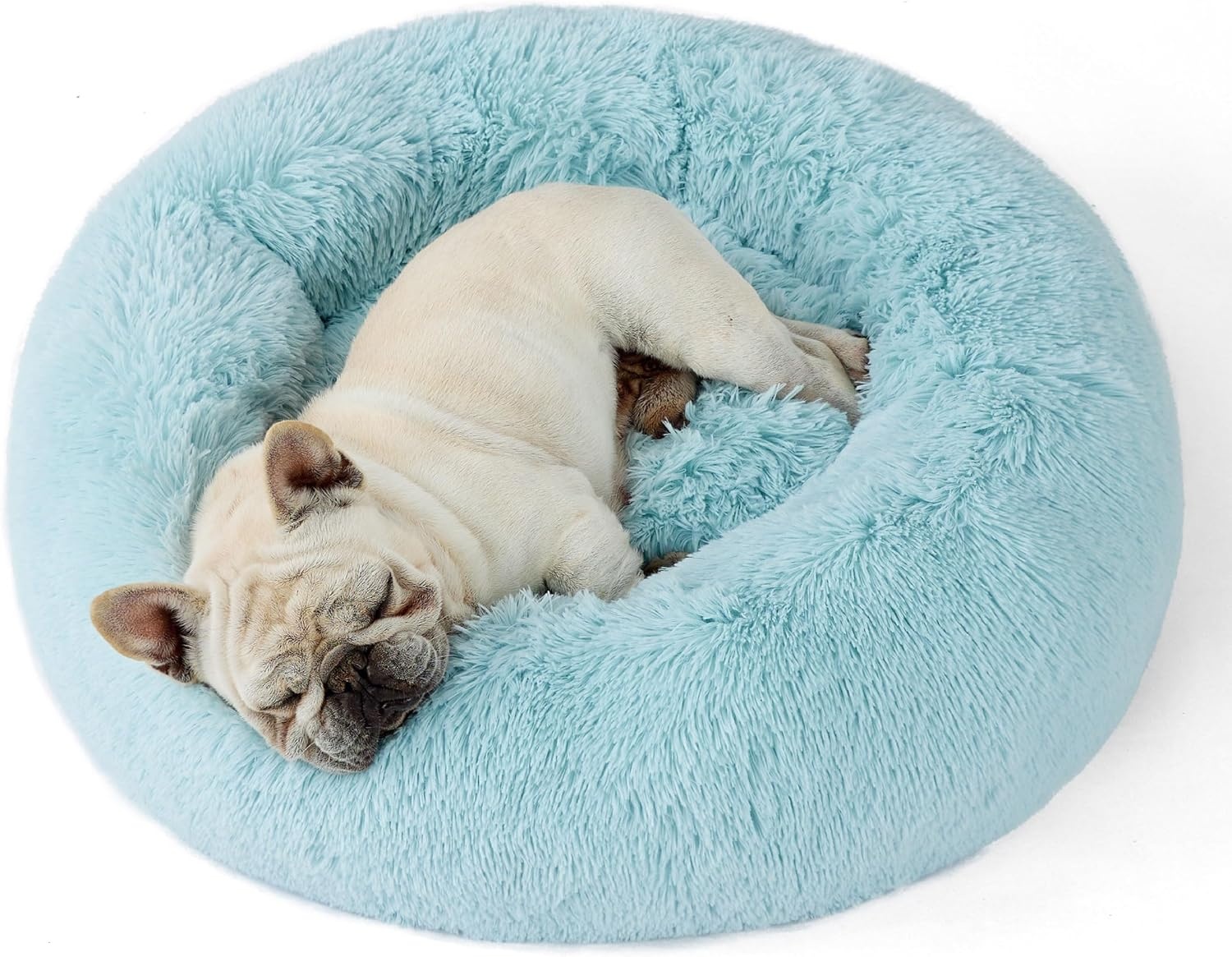 image:imageBedsure Human Dog Bed for Adult Plush Giant Calming Nest Bed Orthopedic 71 Human Size Dog Bed Washable with Storage Pocket Supportive Bolster Egg Foam NonSlip Bottom Fluffy Faux Fur BrownAqua Blue