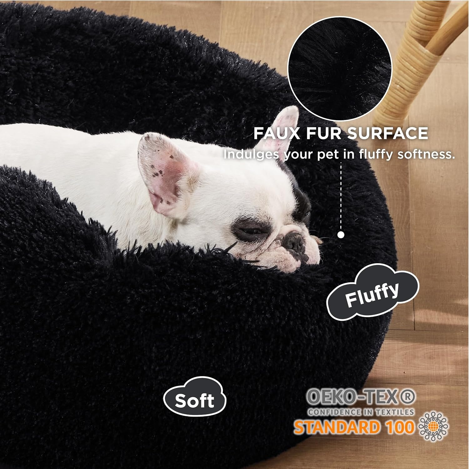 image:imageBedsure Human Dog Bed for Adult Plush Giant Calming Nest Bed Orthopedic 71 Human Size Dog Bed Washable with Storage Pocket Supportive Bolster Egg Foam NonSlip Bottom Fluffy Faux Fur BrownBlack