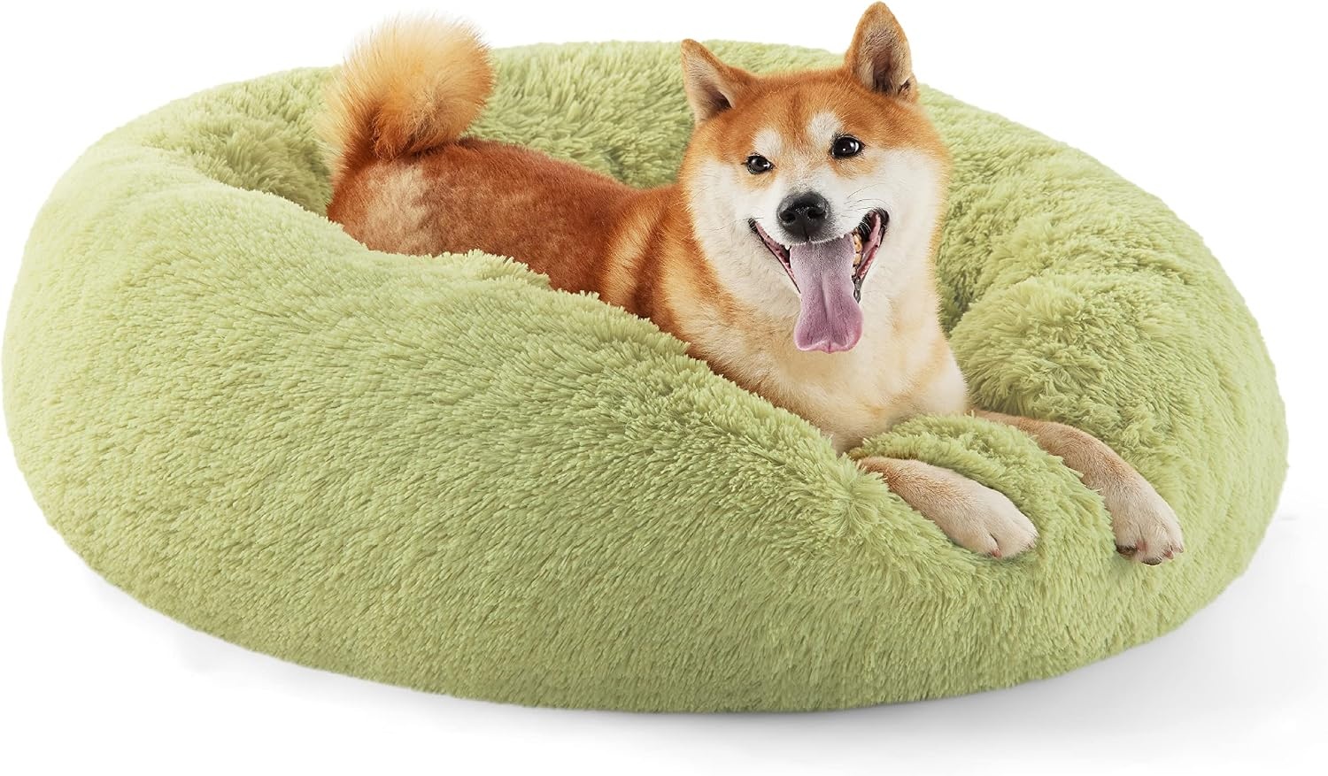 image:imageBedsure Human Dog Bed for Adult Plush Giant Calming Nest Bed Orthopedic 71 Human Size Dog Bed Washable with Storage Pocket Supportive Bolster Egg Foam NonSlip Bottom Fluffy Faux Fur BrownGreen