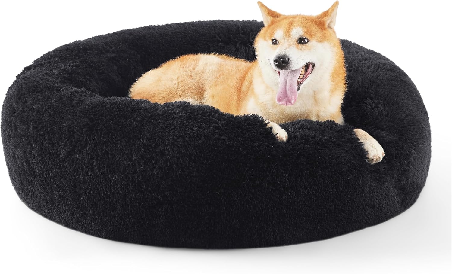 image:imageBedsure Human Dog Bed for Adult Plush Giant Calming Nest Bed Orthopedic 71 Human Size Dog Bed Washable with Storage Pocket Supportive Bolster Egg Foam NonSlip Bottom Fluffy Faux Fur BrownBlack