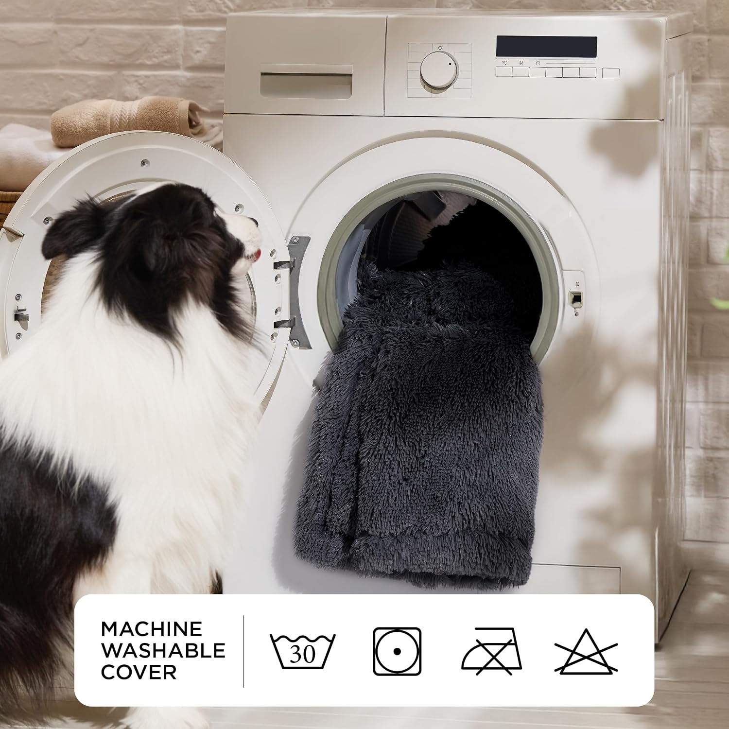image:imageBedsure Human Dog Bed for Adult Plush Giant Calming Nest Bed Orthopedic 71 Human Size Dog Bed Washable with Storage Pocket Supportive Bolster Egg Foam NonSlip Bottom Fluffy Faux Fur BrownCamel