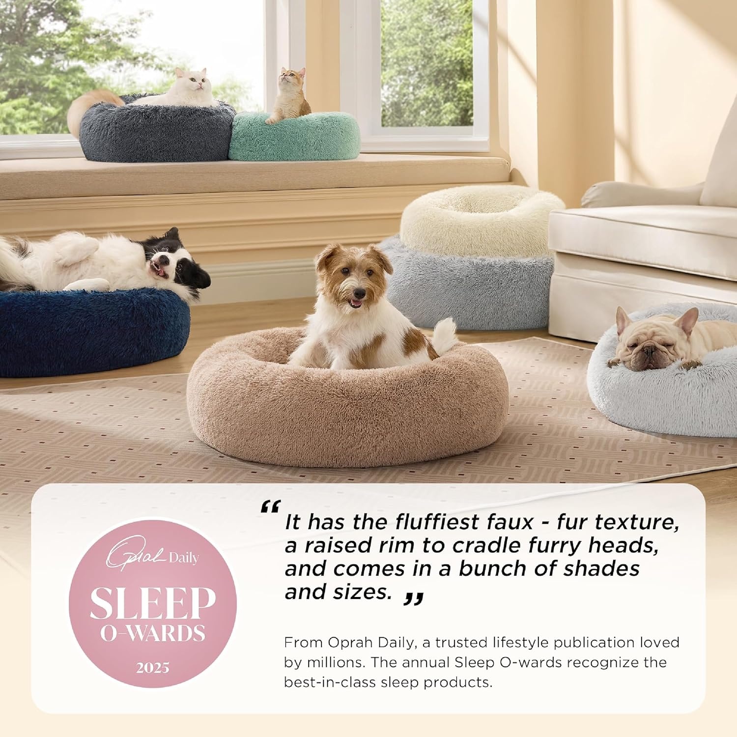 image:imageBedsure Human Dog Bed for Adult Plush Giant Calming Nest Bed Orthopedic 71 Human Size Dog Bed Washable with Storage Pocket Supportive Bolster Egg Foam NonSlip Bottom Fluffy Faux Fur BrownPale Grey