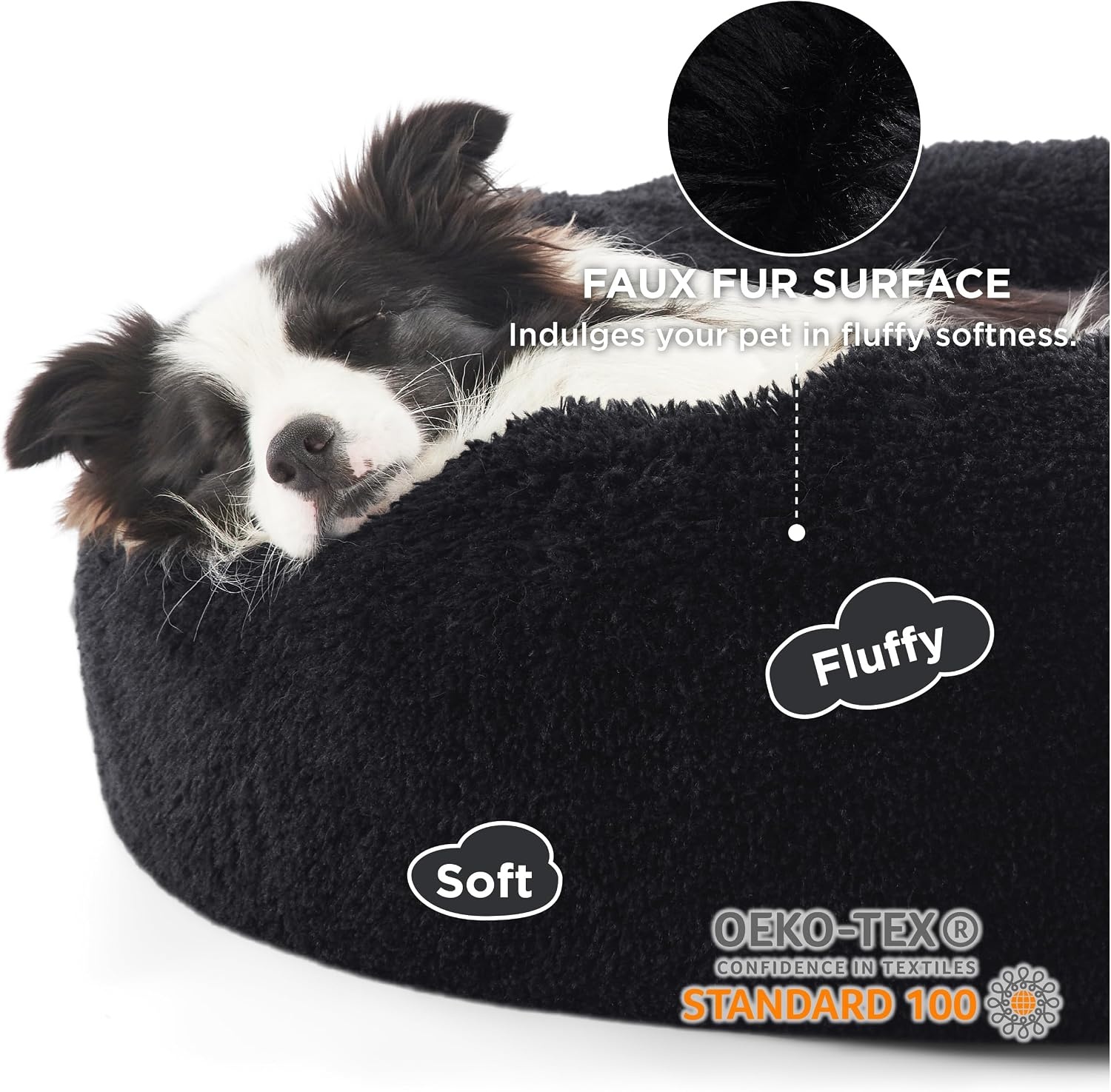 image:imageBedsure Human Dog Bed for Adult Plush Giant Calming Nest Bed Orthopedic 71 Human Size Dog Bed Washable with Storage Pocket Supportive Bolster Egg Foam NonSlip Bottom Fluffy Faux Fur BrownBlack