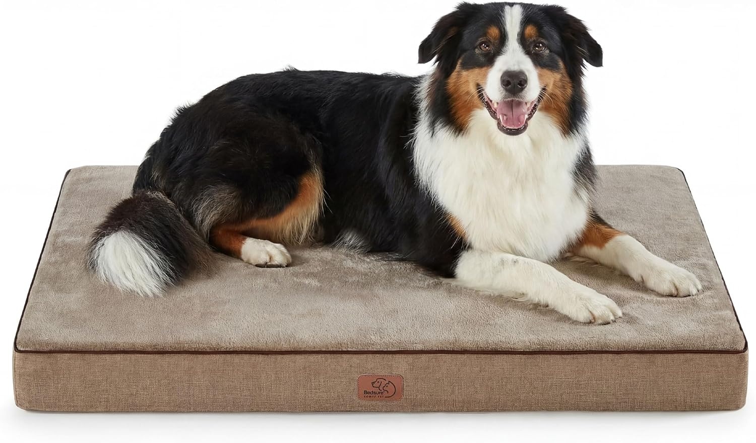 image:imageBedsure Memory Foam Dog Beds Large Sized Dog Orthopedic Crate Pads 35x22 Duallayer Foam Mat for Optimal SupportComfy Plush Flannel Fleece Pet Pillow Removable Washable Cover Nonslip BottomGreyKhaki