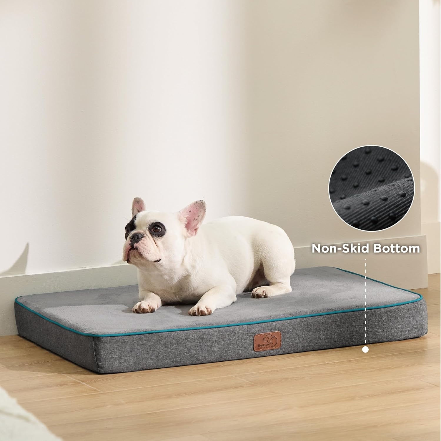 image:imageBedsure Memory Foam XL Dog Bed Orthopedic Crate Pads 41x29 Duallayer Foam Mat for Optimal SupportComfy Plush Flannel Fleece Pet Pillow Removable Washable Cover Nonslip BottomGreyGrey
