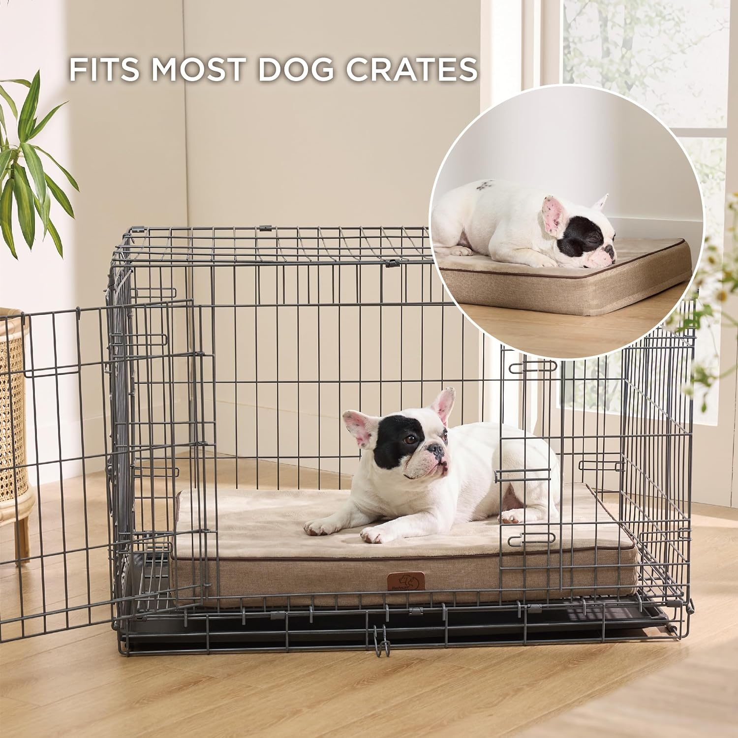 image:imageBedsure Memory Foam XL Dog Bed Orthopedic Crate Pads 41x29 Duallayer Foam Mat for Optimal SupportComfy Plush Flannel Fleece Pet Pillow Removable Washable Cover Nonslip BottomGreyKhaki