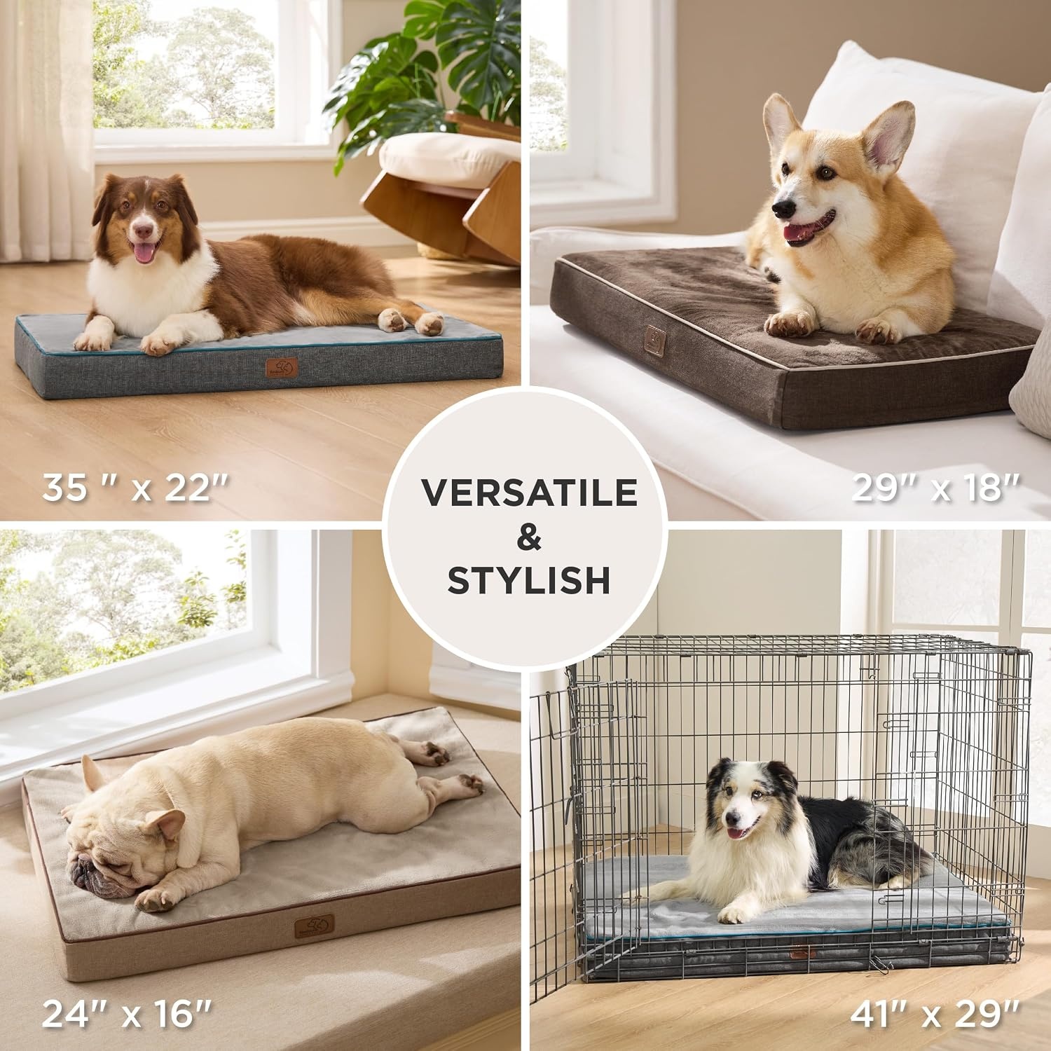 image:imageBedsure Memory Foam XL Dog Bed Orthopedic Crate Pads 41x29 Duallayer Foam Mat for Optimal SupportComfy Plush Flannel Fleece Pet Pillow Removable Washable Cover Nonslip BottomGreyGrey
