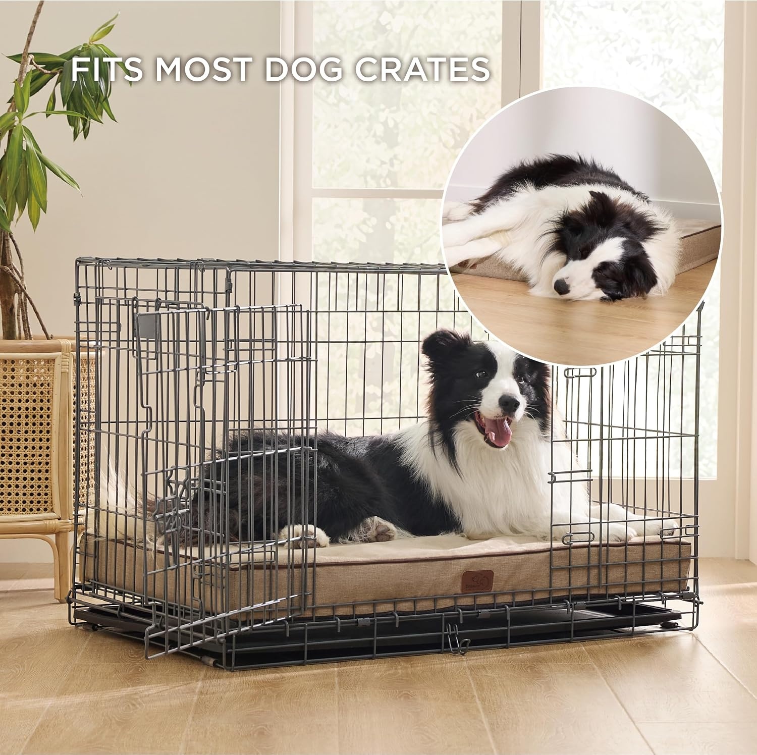 image:imageBedsure Memory Foam XL Dog Bed Orthopedic Crate Pads 41x29 Duallayer Foam Mat for Optimal SupportComfy Plush Flannel Fleece Pet Pillow Removable Washable Cover Nonslip BottomGreyKhaki