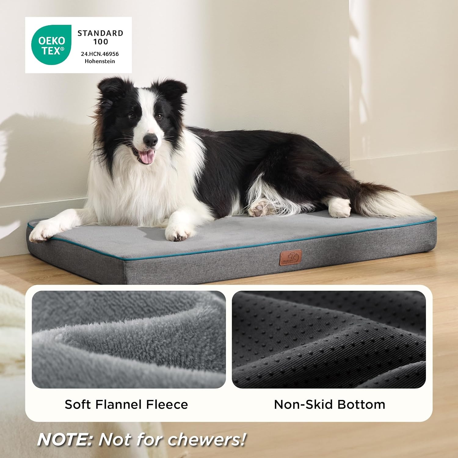 image:imageBedsure Memory Foam XL Dog Bed Orthopedic Crate Pads 41x29 Duallayer Foam Mat for Optimal SupportComfy Plush Flannel Fleece Pet Pillow Removable Washable Cover Nonslip BottomGreyGrey