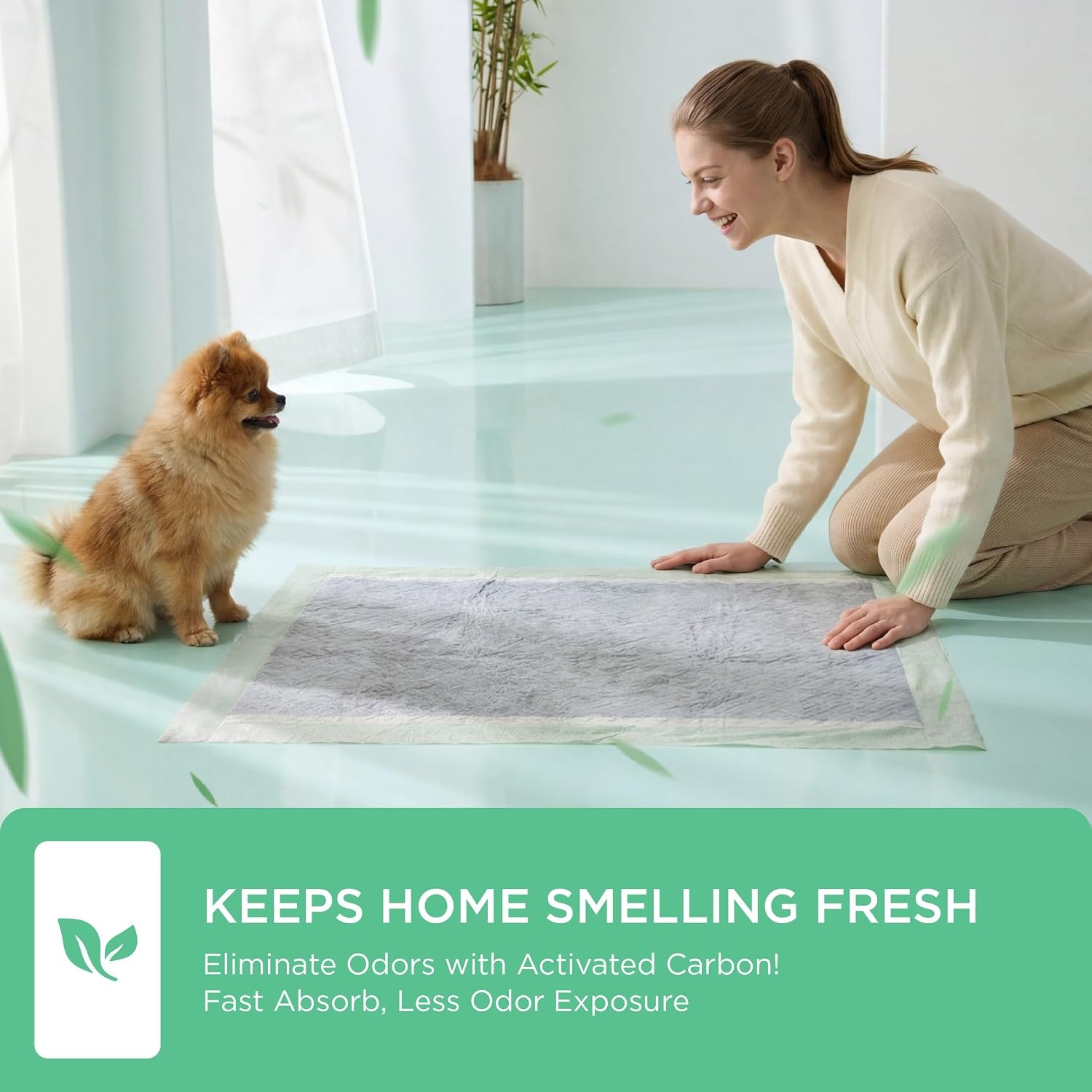image:imageBedsure Pee Pads for Small Dogs 22 x 22 Puppy Training Pads 100 Count 6Layer Super AbsorbentLeak Proof Disposable Puppy Potty PadsOdorControl Activated CarbonECO Green Material28x3452 Count