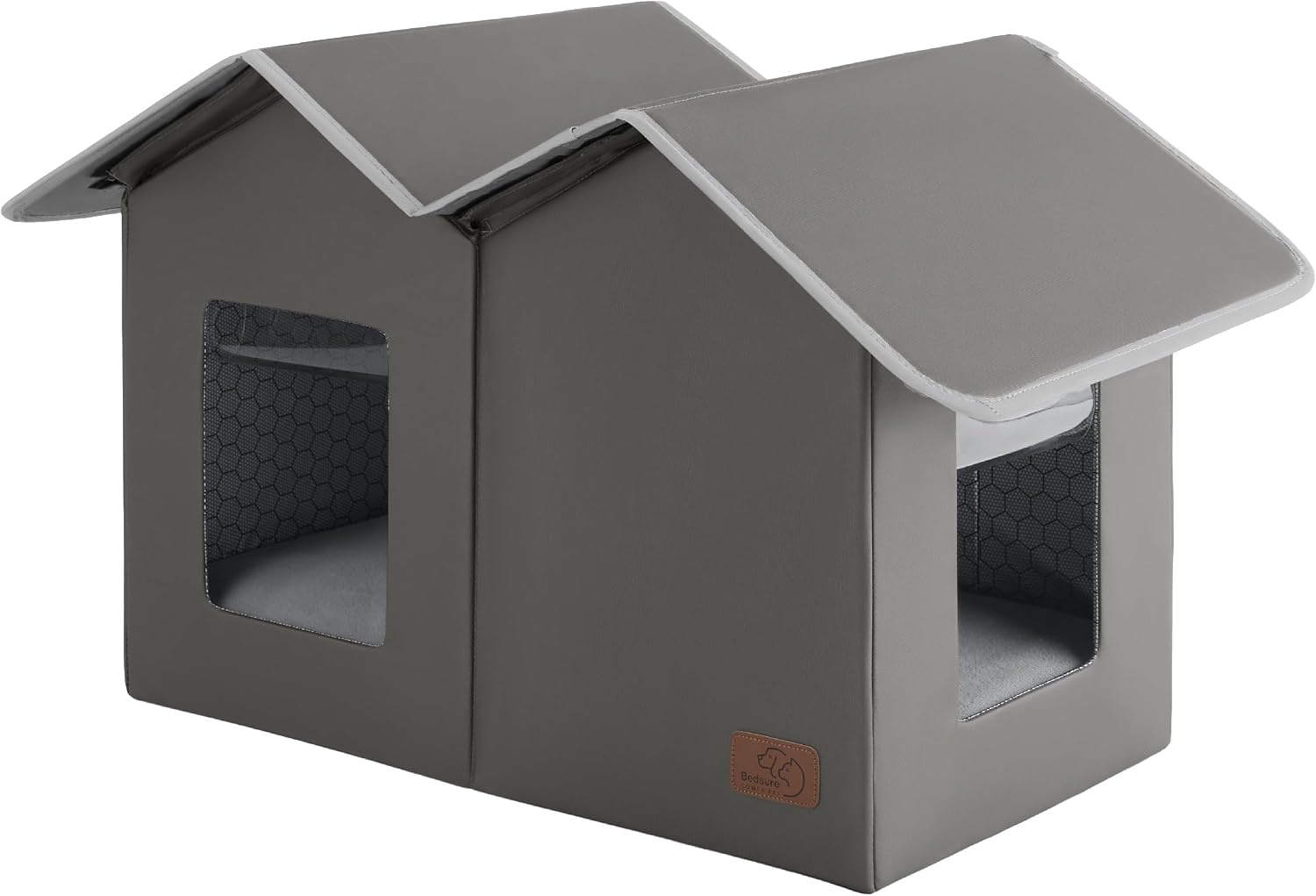 image:imageBedsure ReflexHeat ExWide Weatherproof Outdoor Cat House with Raised Base 225x125x1325InLarge Insulated Warm Feral Cat ShelterWaterproof Outside Pet Hideout for Multiple Stray KittiesGreyPolyester