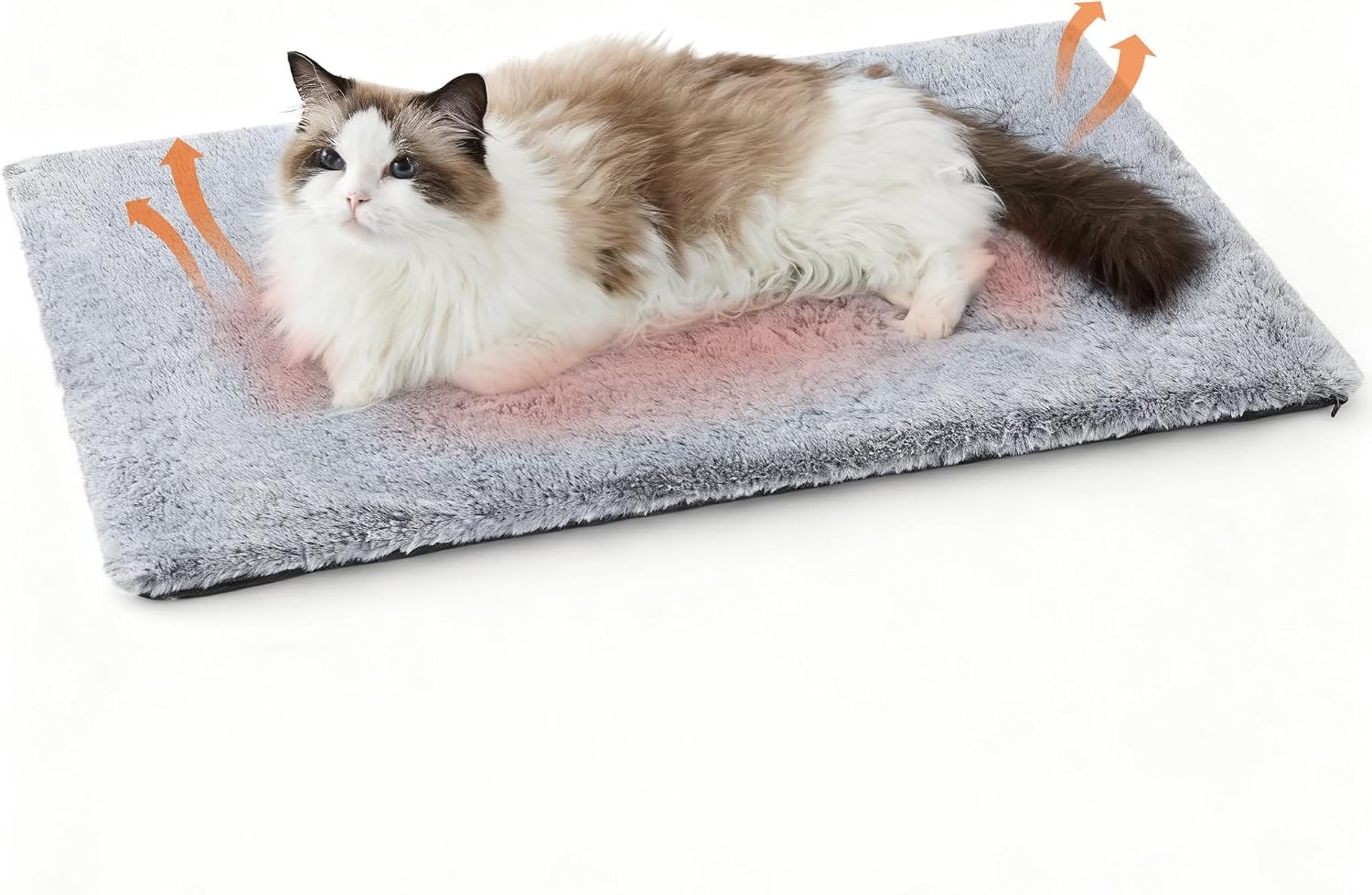image:imageBedsure Self Warming Cat Bed MatSmall Pet Extra Warm Self Heating Cat Pad 24X18 Thermal Dog Crate Pads for Indoor OutdoorFaux Fur Removable Washable Cover in WinterNon SlipNot ElectricGreyGrey