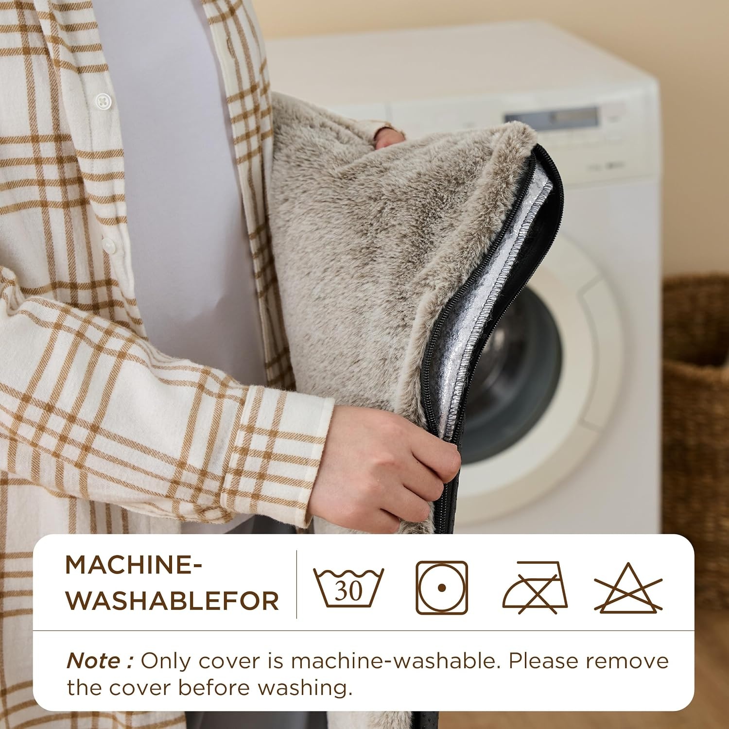image:imageBedsure Self Warming Cat Bed MatSmall Pet Extra Warm Self Heating Cat Pad 24X18 Thermal Dog Crate Pads for Indoor OutdoorFaux Fur Removable Washable Cover in WinterNon SlipNot ElectricGreyBrown