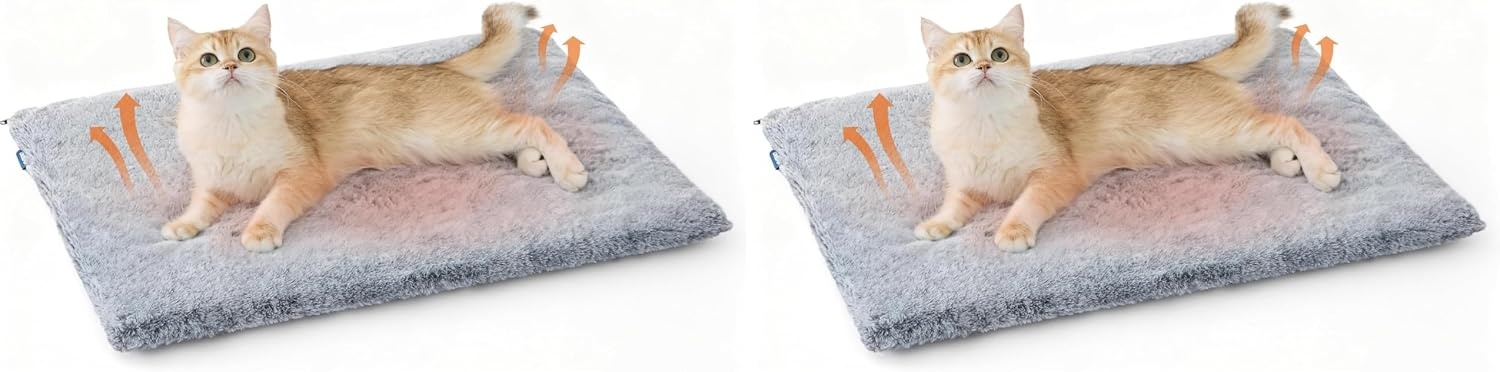 image:imageBedsure Self Warming Cat Bed MatSmall Pet Extra Warm Self Heating Cat Pad 24X18 Thermal Dog Crate Pads for Indoor OutdoorFaux Fur Removable Washable Cover in WinterNon SlipNot ElectricGreyGrey