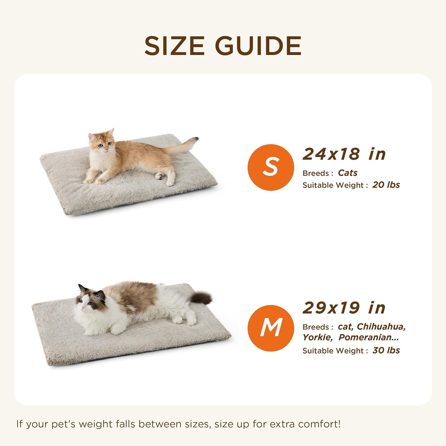 image:imageBedsure Self Warming Cat Bed MatSmall Pet Extra Warm Self Heating Cat Pad 24X18 Thermal Dog Crate Pads for Indoor OutdoorFaux Fur Removable Washable Cover in WinterNon SlipNot ElectricGreyBrown