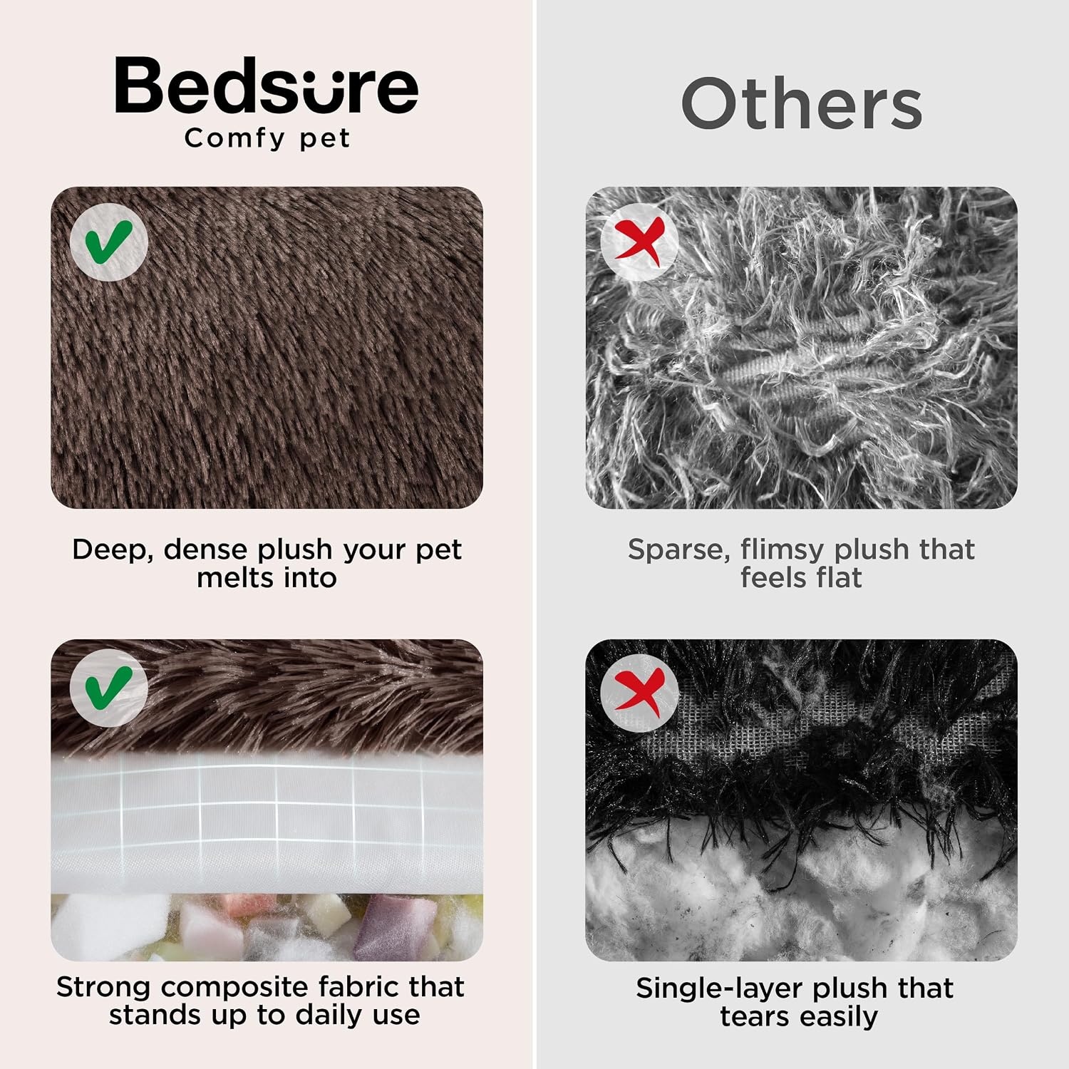 image:imageBedsure SupportMax Calming Dog Bed Medium Size Dog Washable Pet Bed30in 420GSM Plush Fluffy Faux Fur Donut RoundThick SupportiveRemovable CoverAntiSlipAntiAnxietyUp to 45 LbsCamelChestnut Brown