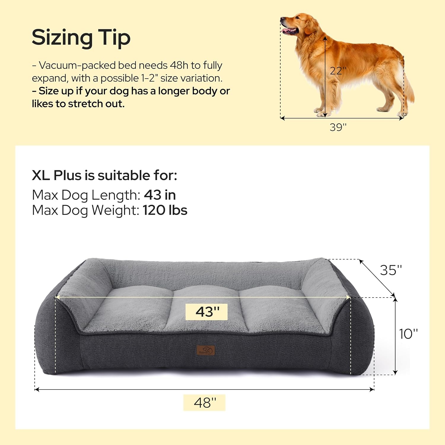 image:imageBedsure SupportMax Extra Thick Orthopedic Dog Bed Medium Size Dog 35 Premium Supportive Couch for Senior Dogs Waterresistant Removable Washable Cover Comfy Pet Sofa with Sherpa GreyDark Green