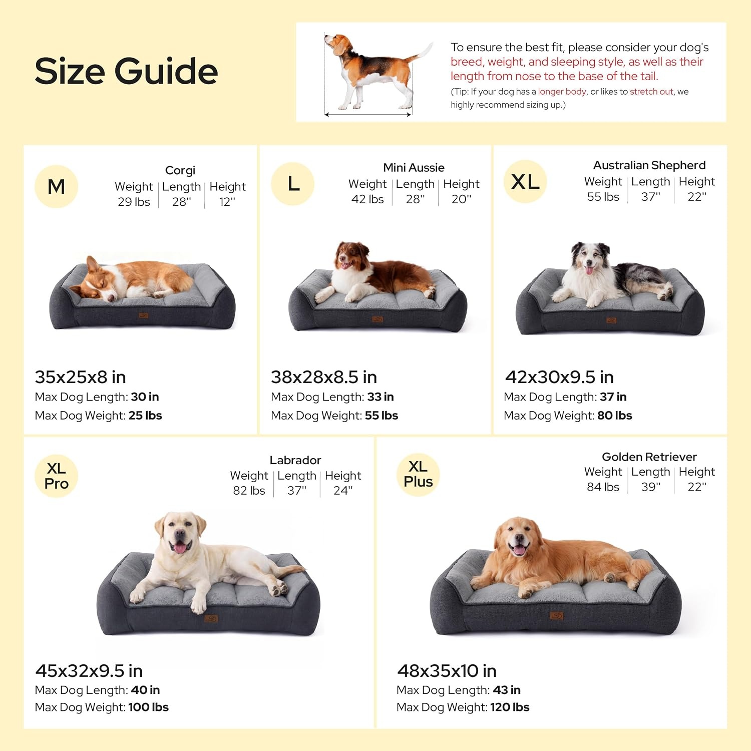 image:imageBedsure SupportMax Extra Thick Orthopedic Dog Bed Medium Size Dog 35 Premium Supportive Couch for Senior Dogs Waterresistant Removable Washable Cover Comfy Pet Sofa with Sherpa GreyGrey