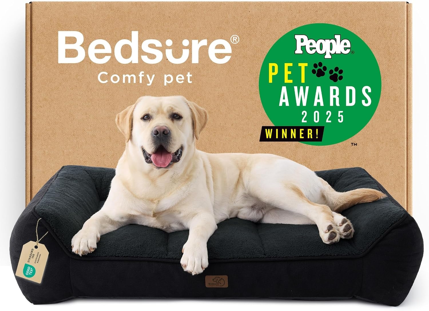 image:imageBedsure SupportMax Extra Thick Orthopedic Dog Bed Medium Size Dog 35 Premium Supportive Couch for Senior Dogs Waterresistant Removable Washable Cover Comfy Pet Sofa with Sherpa GreyBlack