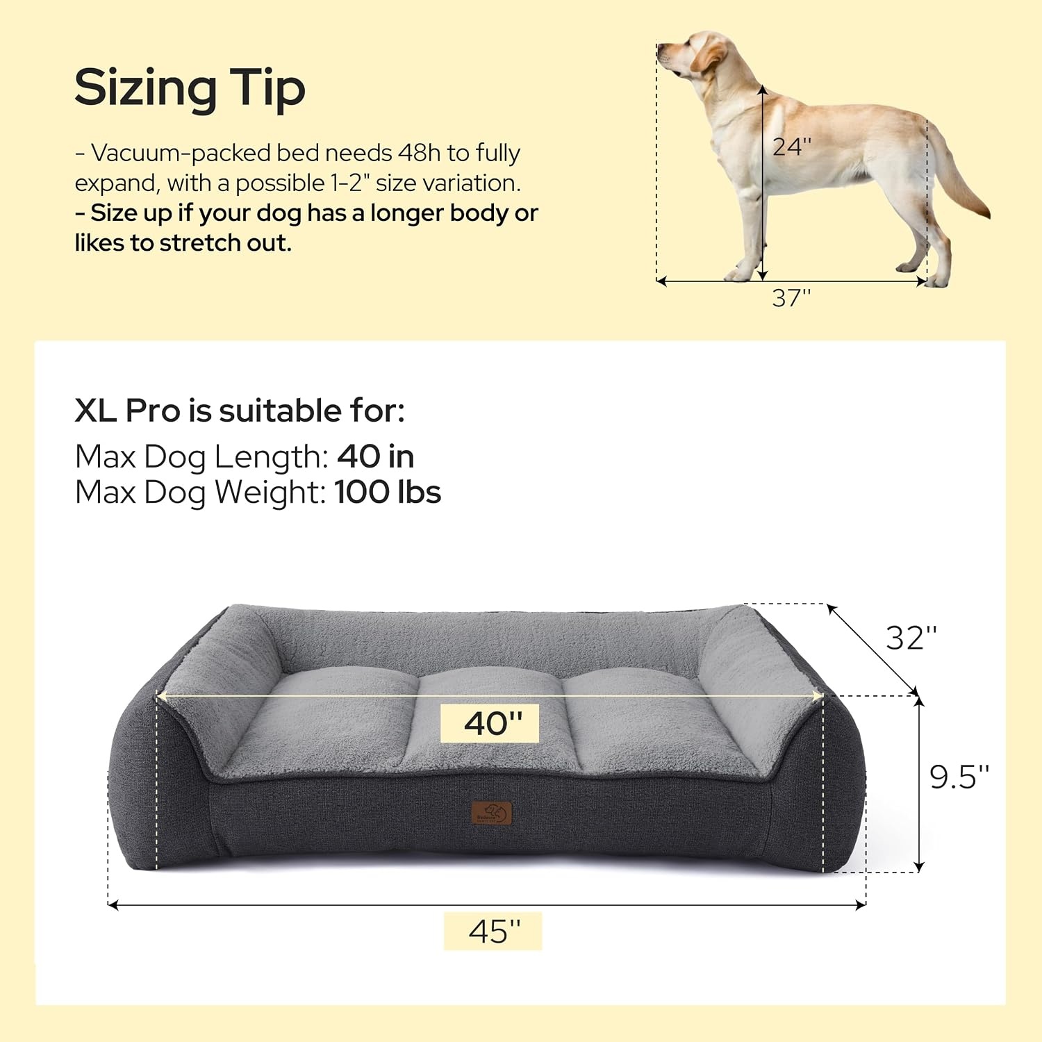 image:imageBedsure SupportMax Extra Thick Orthopedic Dog Bed Medium Size Dog 35 Premium Supportive Couch for Senior Dogs Waterresistant Removable Washable Cover Comfy Pet Sofa with Sherpa GreyGrey