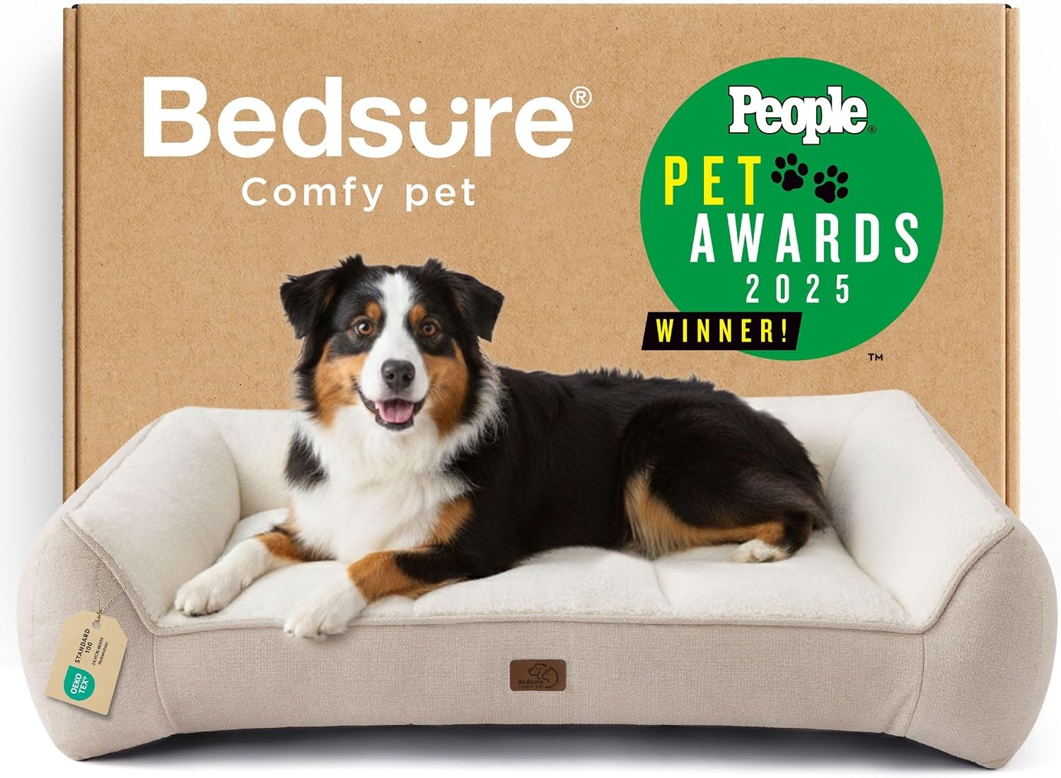 image:imageBedsure SupportMax Extra Thick Orthopedic Dog Bed Medium Size Dog 35 Premium Supportive Couch for Senior Dogs Waterresistant Removable Washable Cover Comfy Pet Sofa with Sherpa GreyCream