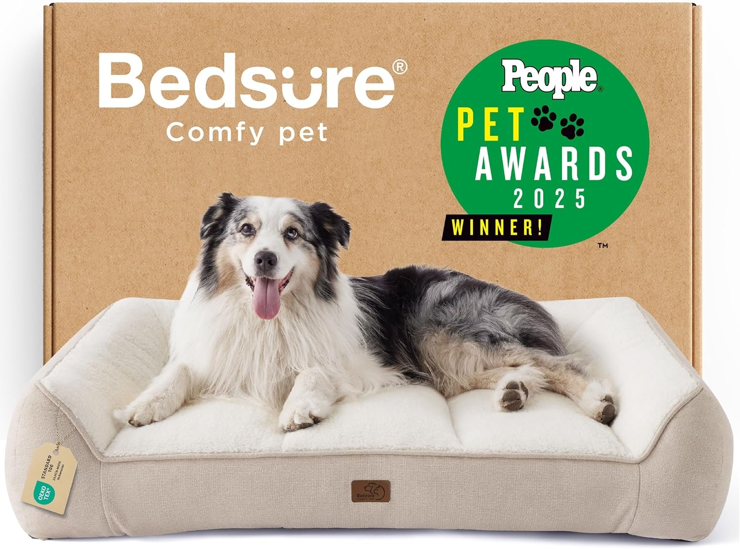 image:imageBedsure SupportMax Extra Thick Orthopedic Dog Bed Medium Size Dog 35 Premium Supportive Couch for Senior Dogs Waterresistant Removable Washable Cover Comfy Pet Sofa with Sherpa GreyCream