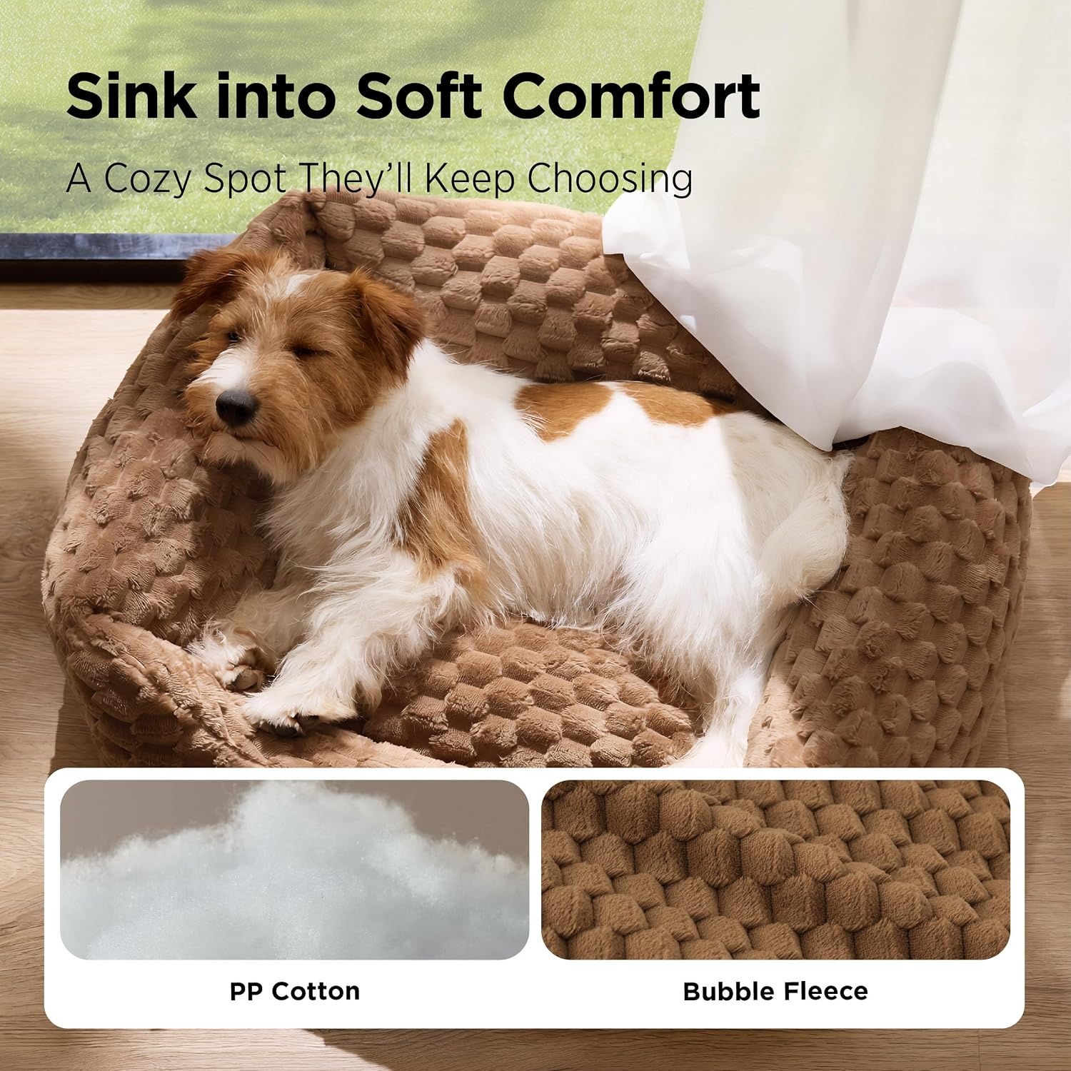 image:imageBedsure Washable Cute Dog Beds for Small amp Medium Dogs 25 Inch Camel Brown