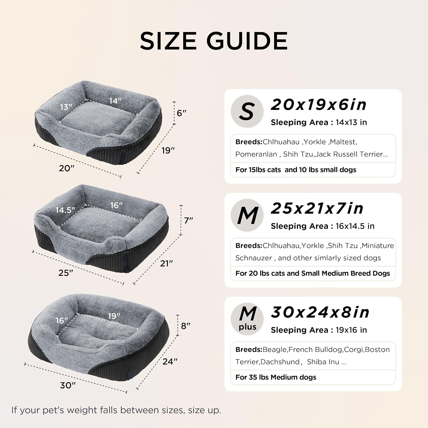 image:imageBedsure Washable Dog Bed Medium Size Dog Rectangle Big Pet Bed30x24x8in Soft Comfy Corduroy FleeceFaux Fur PlushNonskid BottomSuitable for Dogs Up to 35lbsGreyGrey