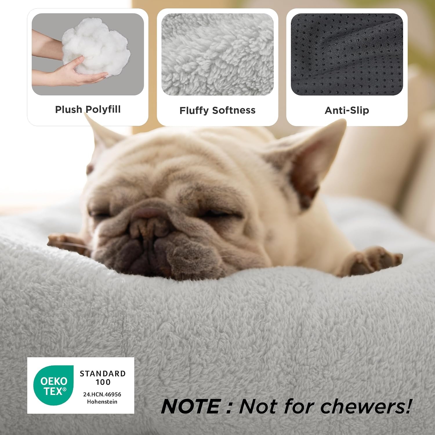 image:imageBedsure Washable XL Dog Bed for Crate Comfort Fluffy Pet Pillow 41x27 Plush Kennel Pad Ultra Soft PP Cotton NonSlip Bottom Machine Washable Pet Sleeping Mat Dark GrayGray