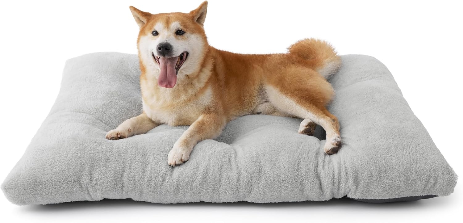 image:imageBedsure Washable XL Dog Bed for Crate Comfort Fluffy Pet Pillow 41x27 Plush Kennel Pad Ultra Soft PP Cotton NonSlip Bottom Machine Washable Pet Sleeping Mat Dark GrayGray