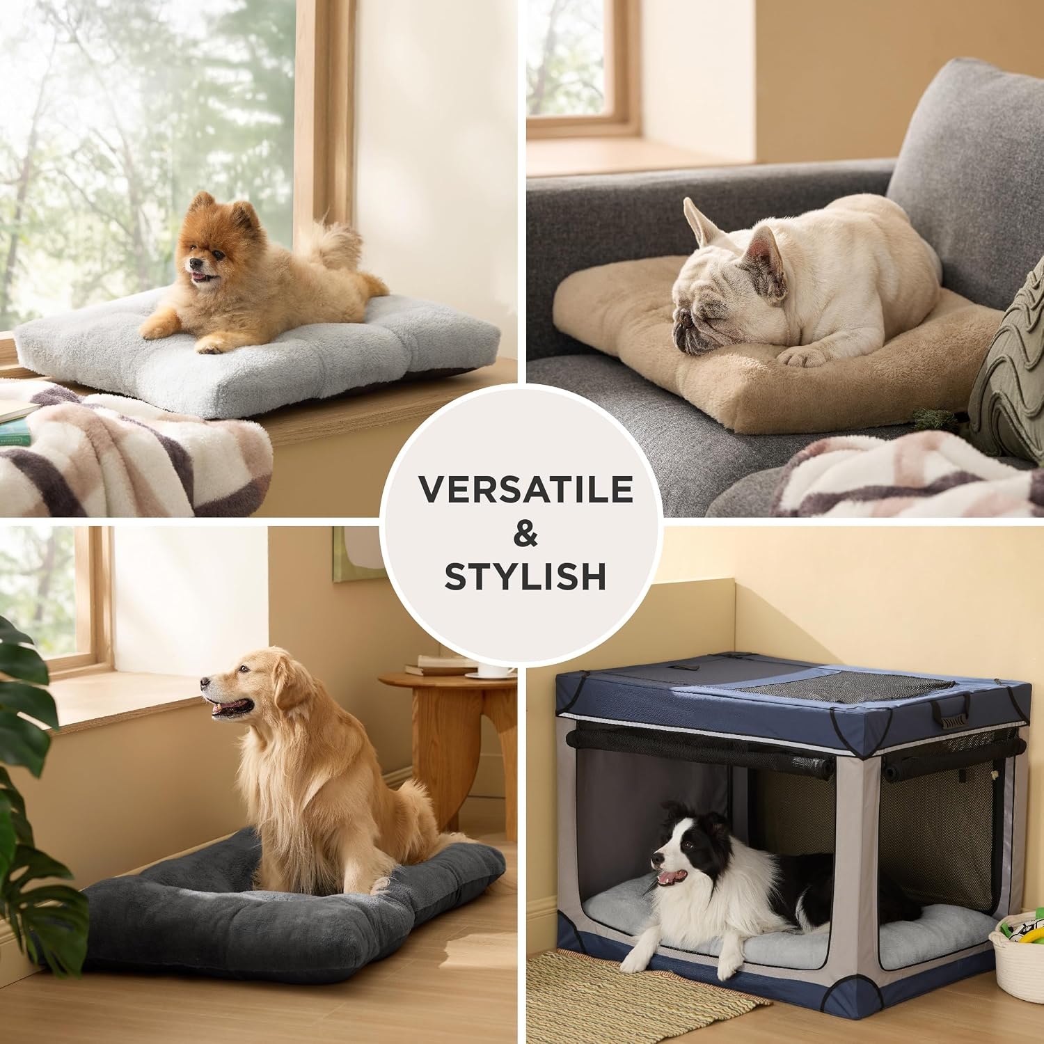 image:imageBedsure Washable XL Dog Bed for Crate Comfort Fluffy Pet Pillow 41x27 Plush Kennel Pad Ultra Soft PP Cotton NonSlip Bottom Machine Washable Pet Sleeping Mat Dark GrayGray