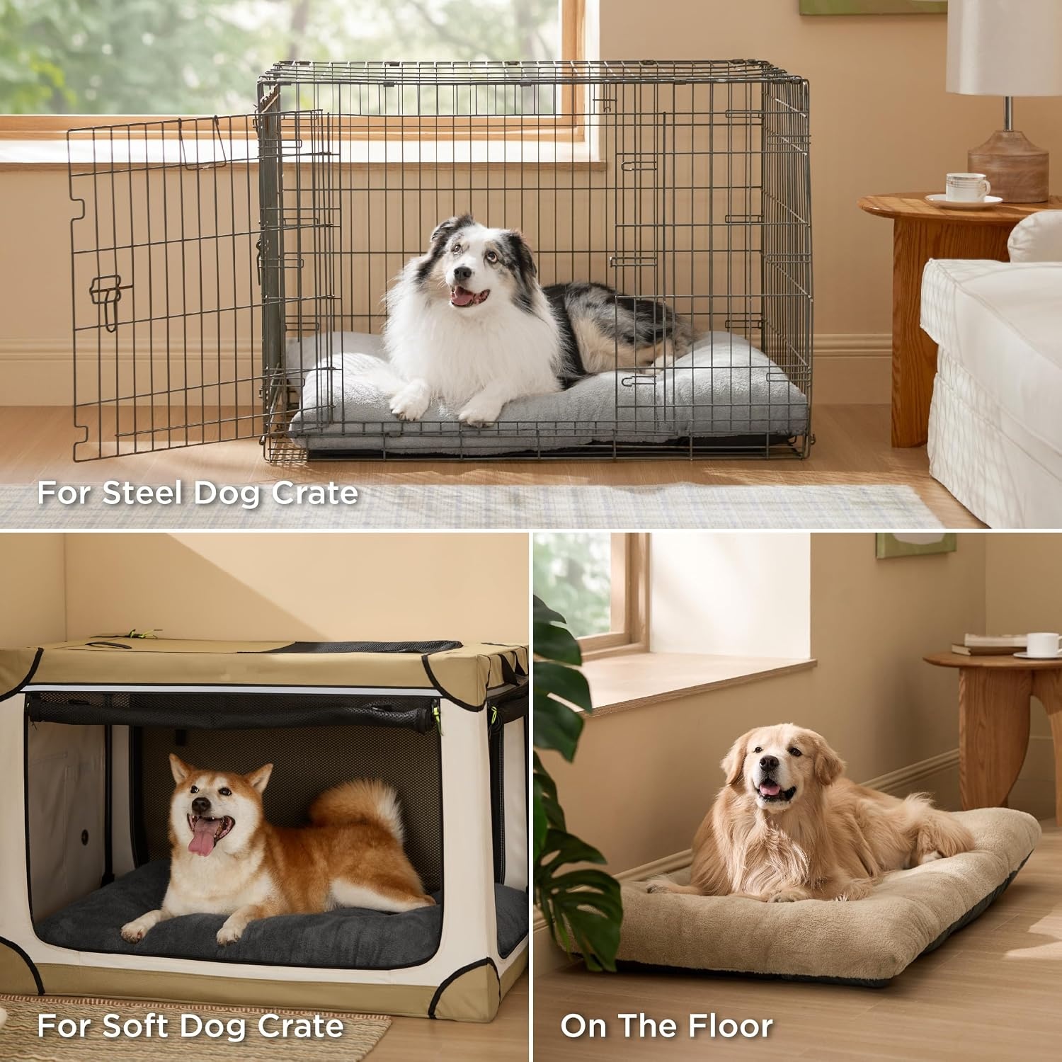 image:imageBedsure Washable XL Dog Bed for Crate Comfort Fluffy Pet Pillow 41x27 Plush Kennel Pad Ultra Soft PP Cotton NonSlip Bottom Machine Washable Pet Sleeping Mat Dark GrayGray