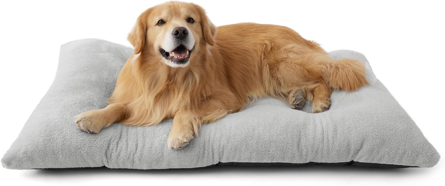 image:imageBedsure Washable XL Dog Bed for Crate Comfort Fluffy Pet Pillow 41x27 Plush Kennel Pad Ultra Soft PP Cotton NonSlip Bottom Machine Washable Pet Sleeping Mat Dark GrayGray