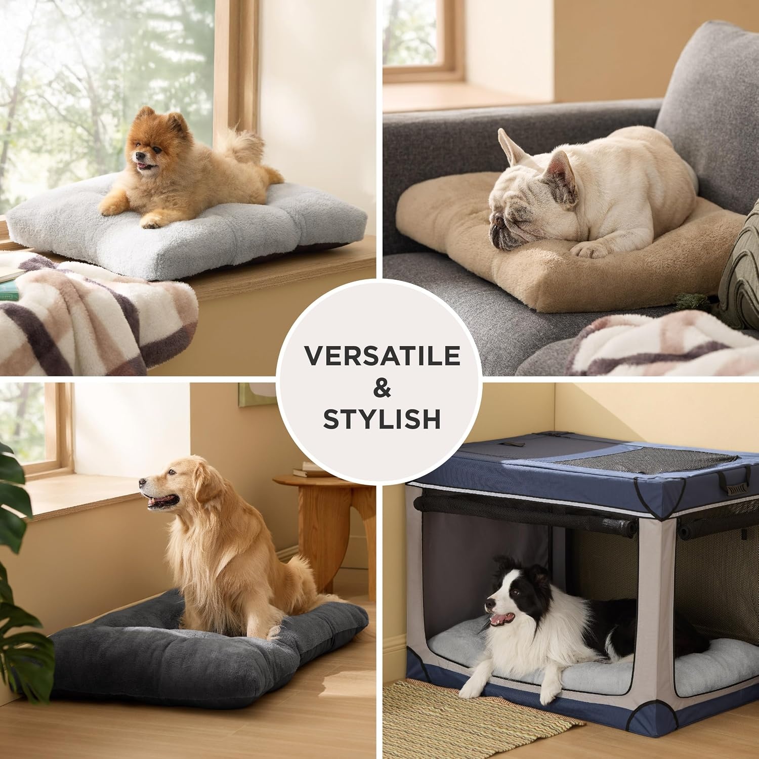 image:imageBedsure Washable XL Dog Bed for Crate Comfort Fluffy Pet Pillow 41x27 Plush Kennel Pad Ultra Soft PP Cotton NonSlip Bottom Machine Washable Pet Sleeping Mat Dark GrayGray