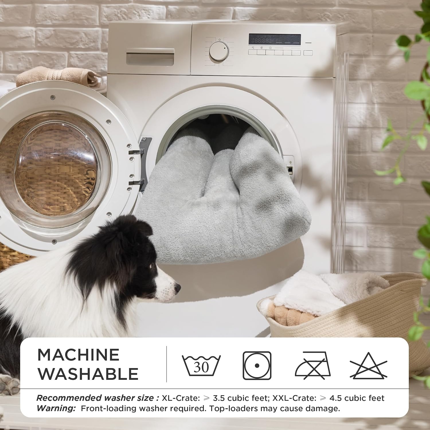image:imageBedsure Washable XL Dog Bed for Crate Comfort Fluffy Pet Pillow 41x27 Plush Kennel Pad Ultra Soft PP Cotton NonSlip Bottom Machine Washable Pet Sleeping Mat Dark GrayGray